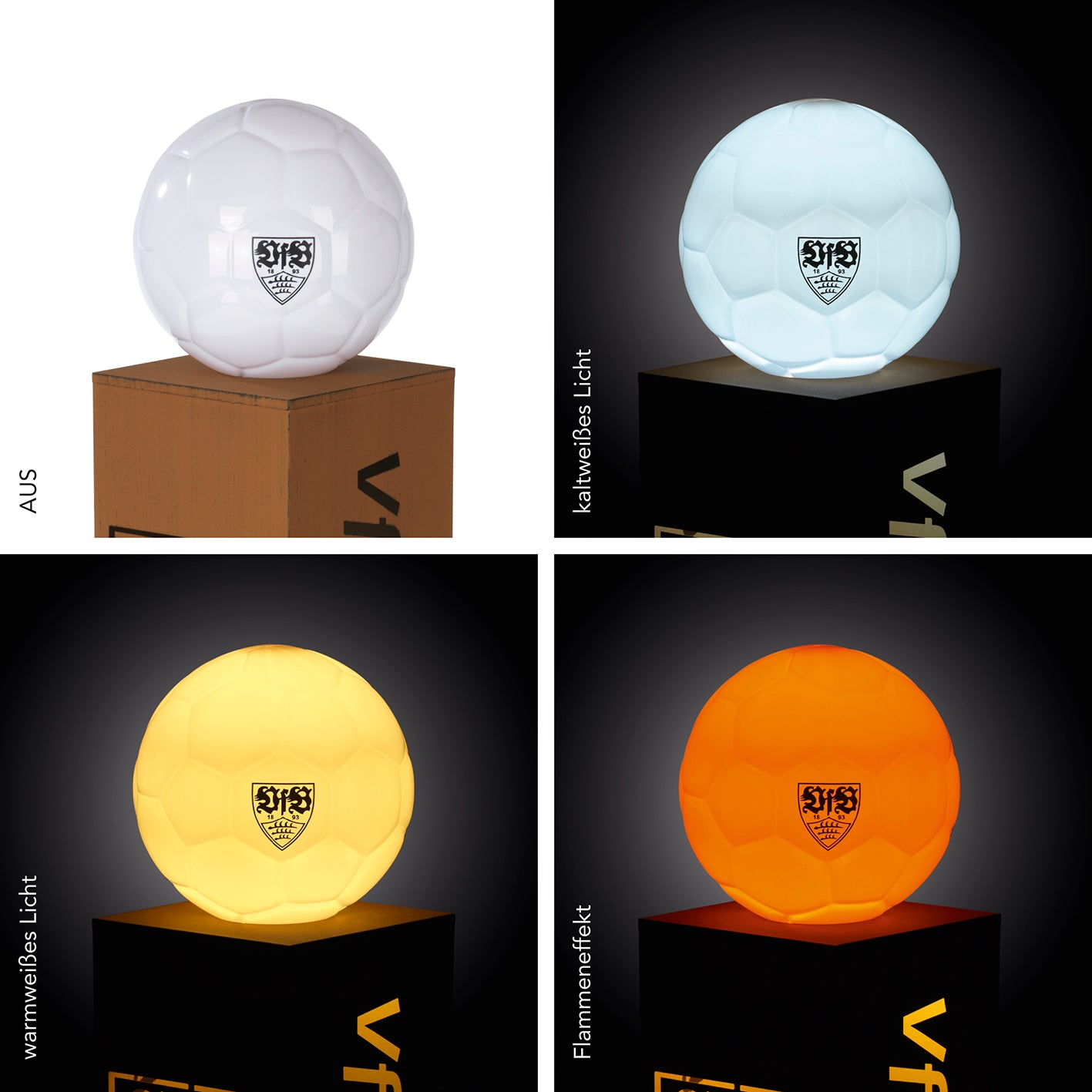 LED-Dekosäule Rost-Optik mit Leuchtkugel - 84 cm - braun, Metall-Säule mit Fußball-LED in 3 Lichtmodi, akkubetrieben, für Innen & Außen.