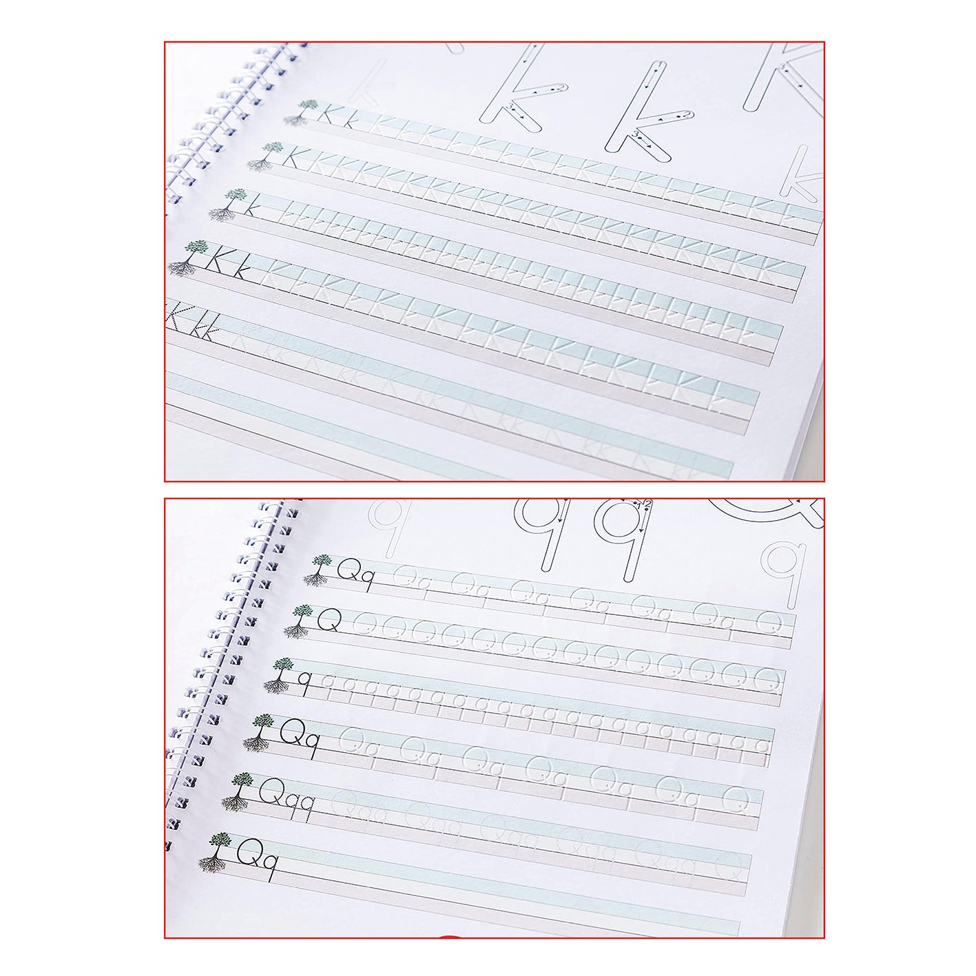 Heft Buchstaben mit Bleistift/Radiergummi - DIN-A4 Übungsseiten mit Rillen zum Buchstabenschreiben und Schwungübungen für Kinder.