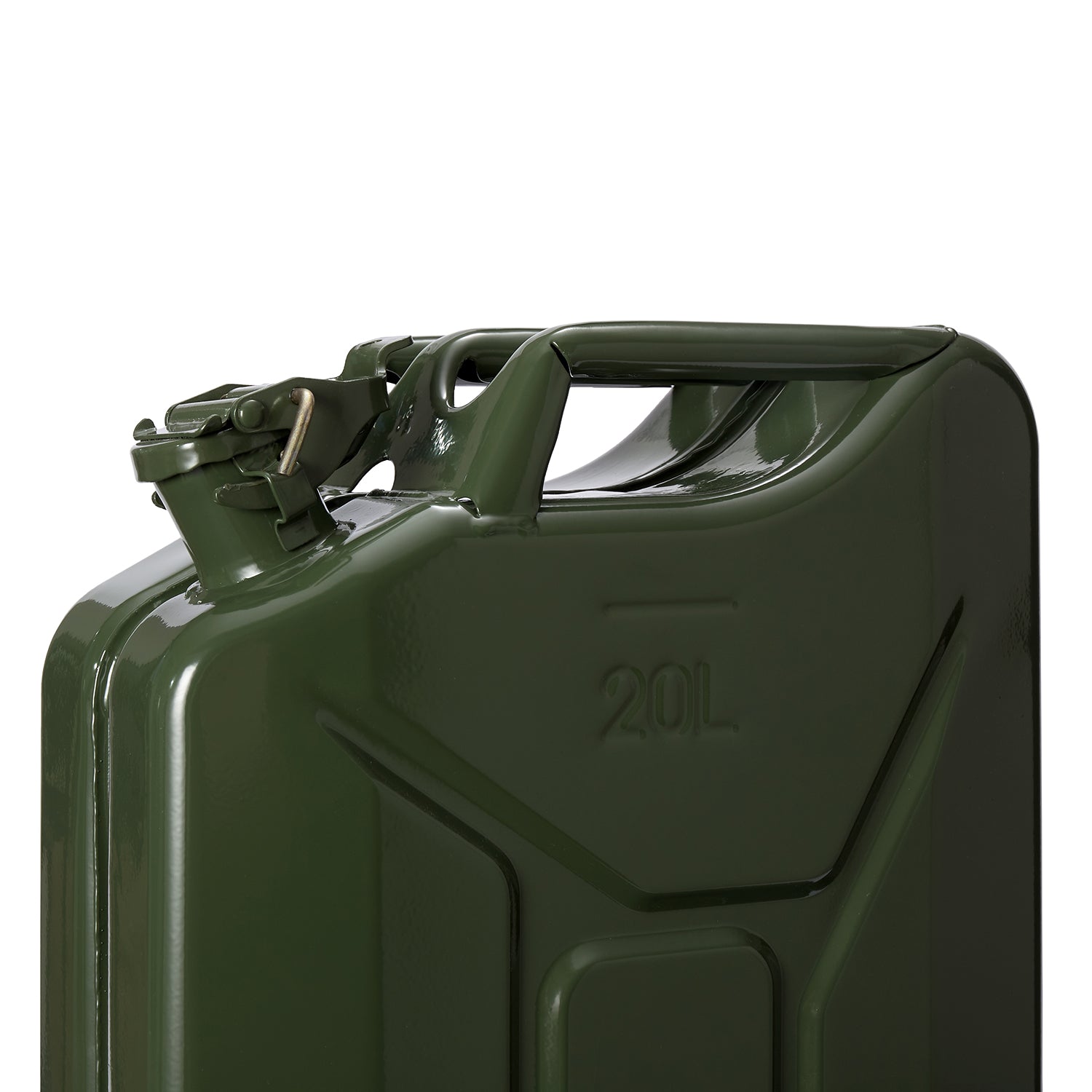 Metall Benzinkanister Kraftstoffkanister olivgrün 20 Liter - 2 Stück aus 0,9 mm Stahl, 20L Fassungsvermögen, grün, robust und korrosionsbeständig.