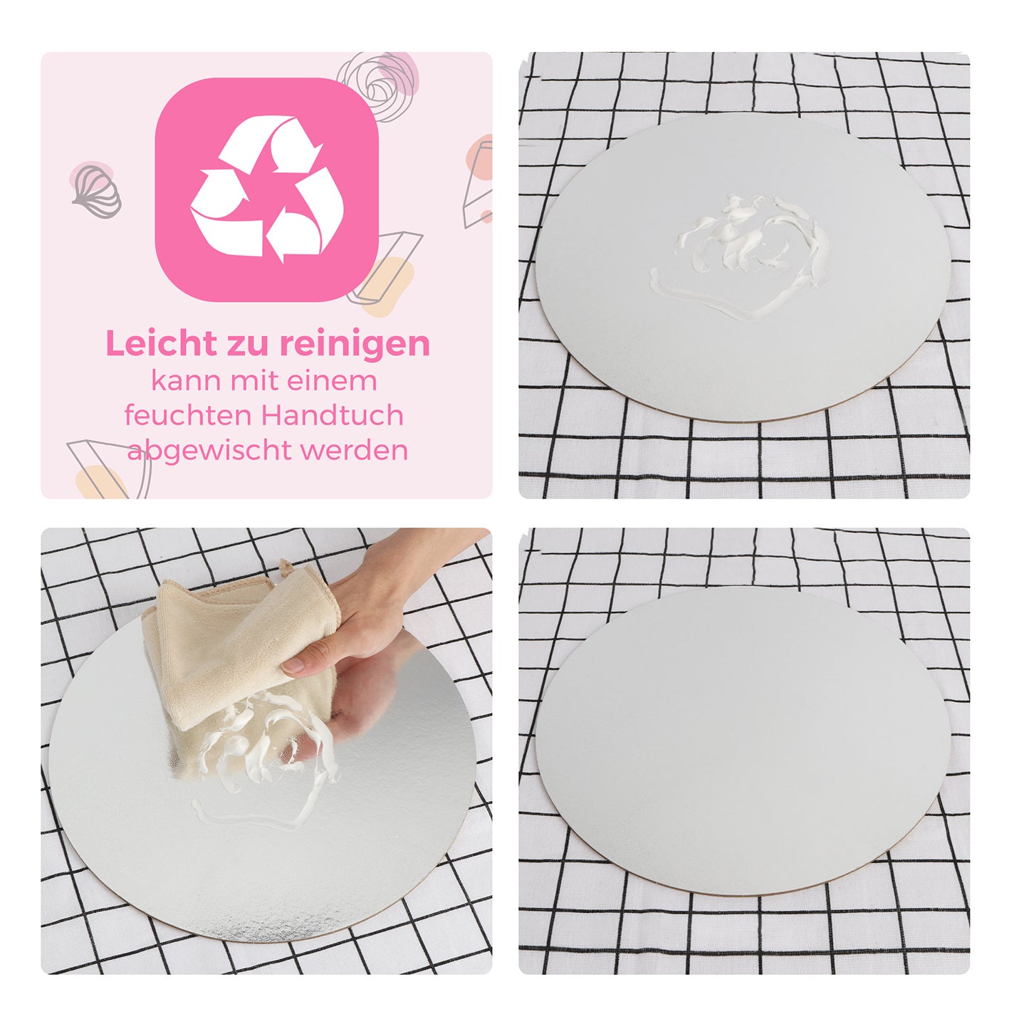 Premium Tortenunterlagen 4er-Set - Gold & Siber