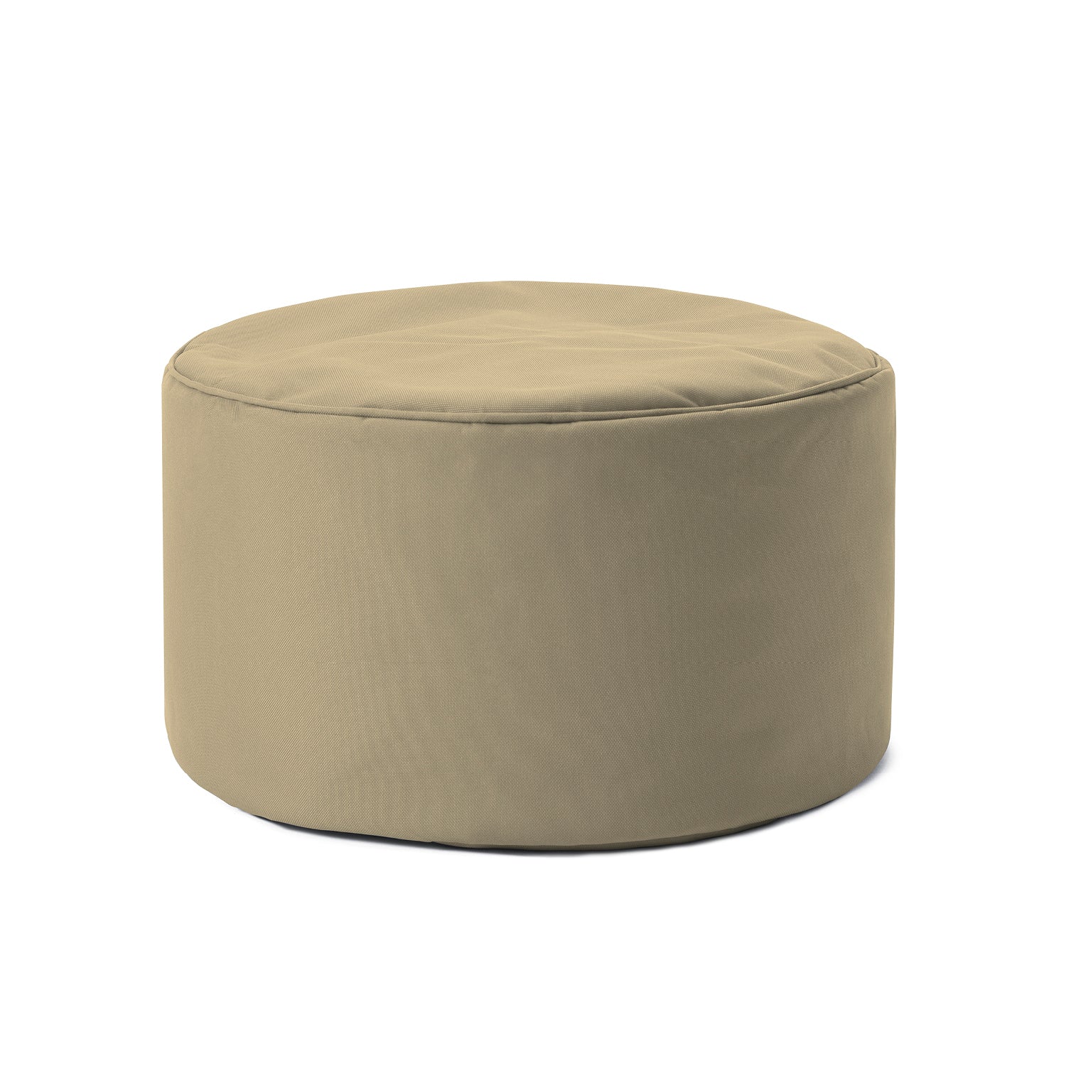 Sitzsack-Hocker/Pouf (50 L) beige, multifunktional für indoor & outdoor, leicht, pflegeleicht, mit verdecktem Reißverschluss.