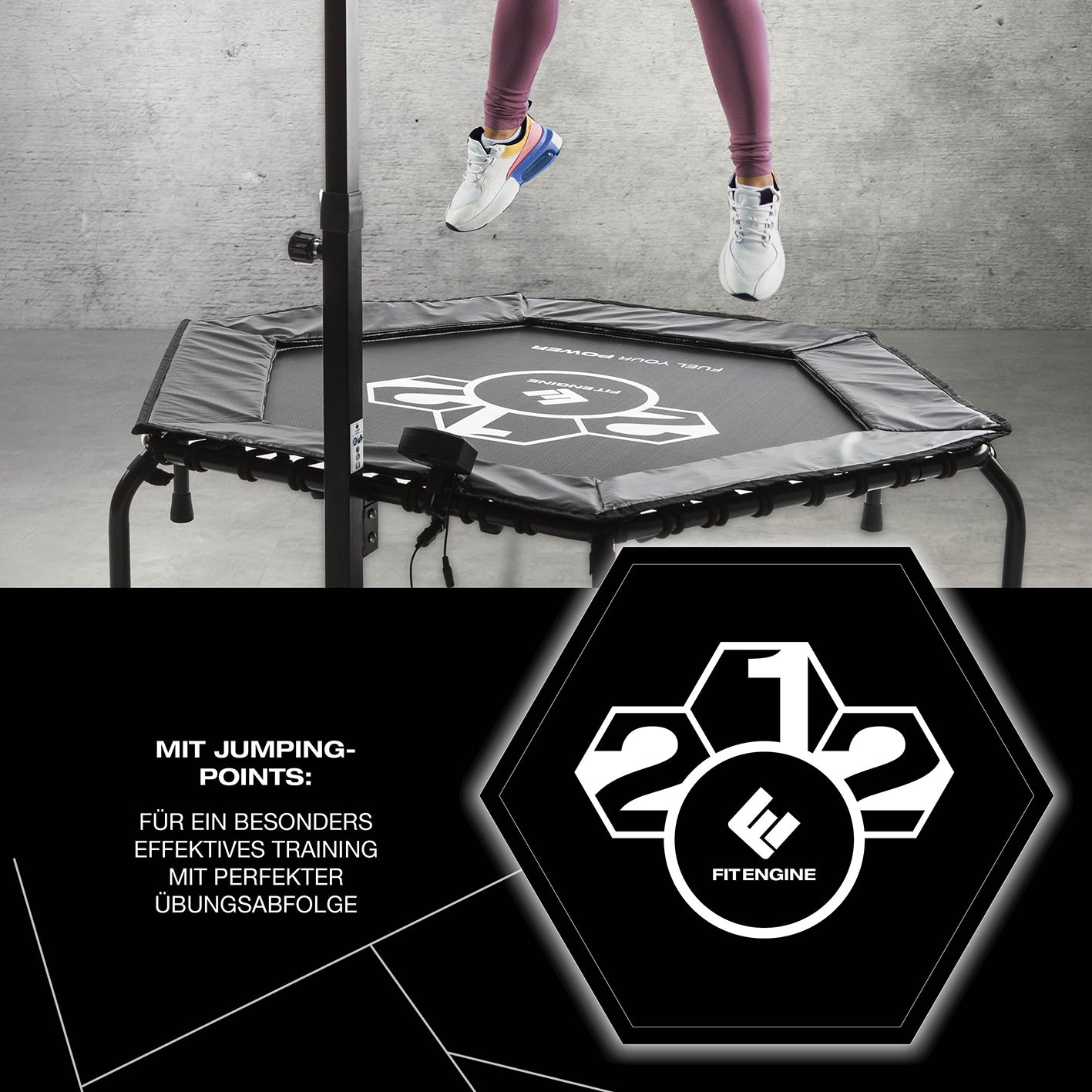 Fitness-Trampolin Smart - 5-fach höhenverstellbarer Haltegriff