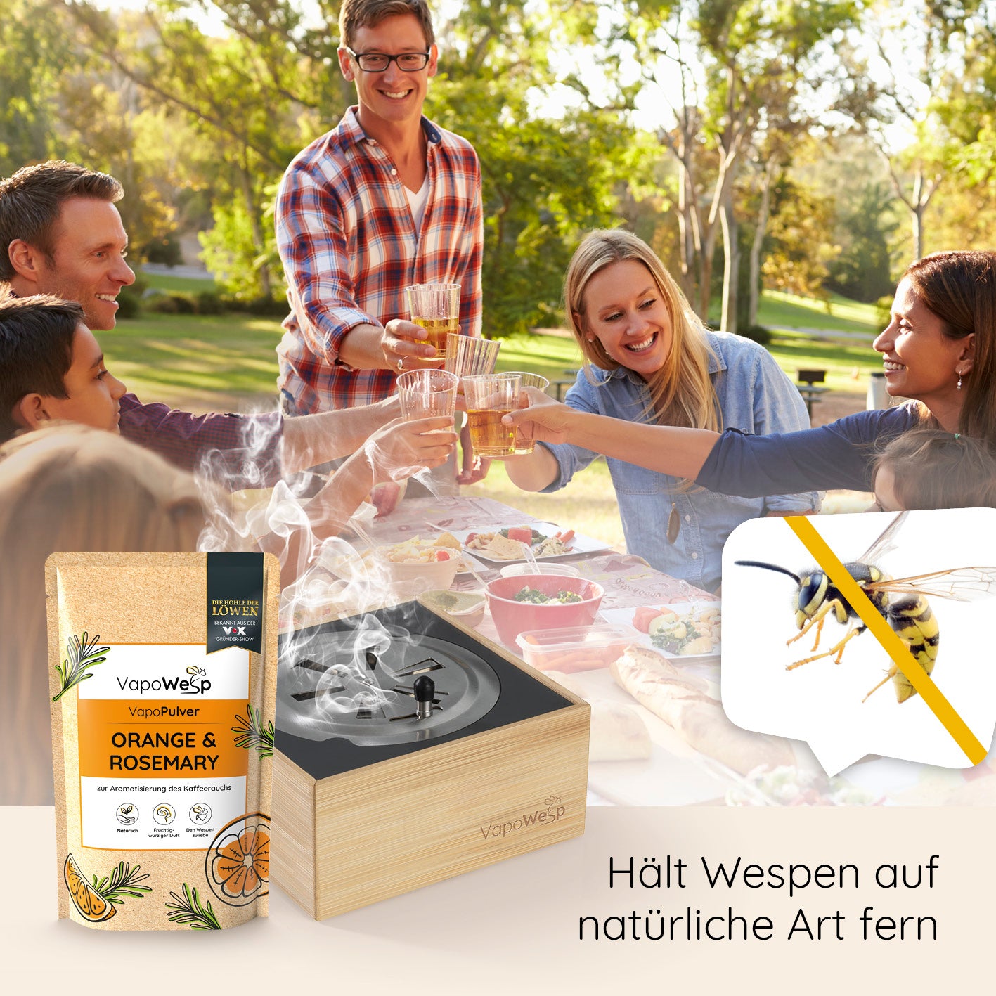 Pulver 3er-Set Orange & Rosemary (3x je 100 g) mit aromatischem Duft gegen Wespen, ideal für VapoWesp Räucherbox.