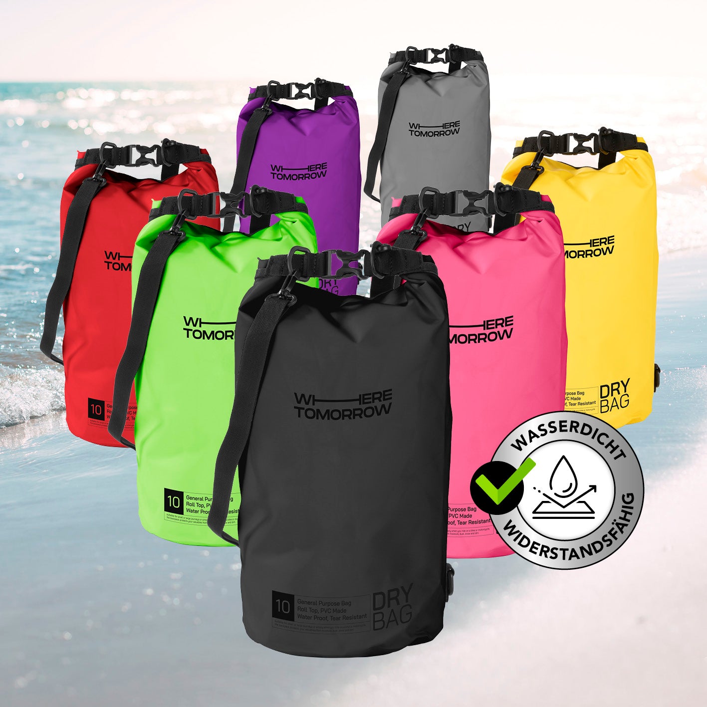 Dry Bag 10L - Style 01 - Schwarz