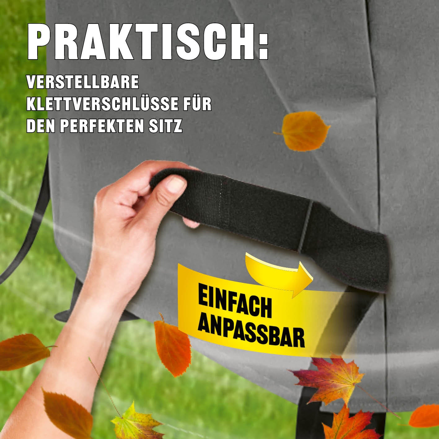 Premium Wetterschutzhaube - 93 x 147 x 125 cm - Grau mit verstellbaren Klettverschlüssen für optimalen Sitz und Schutz bei jedem Wetter.