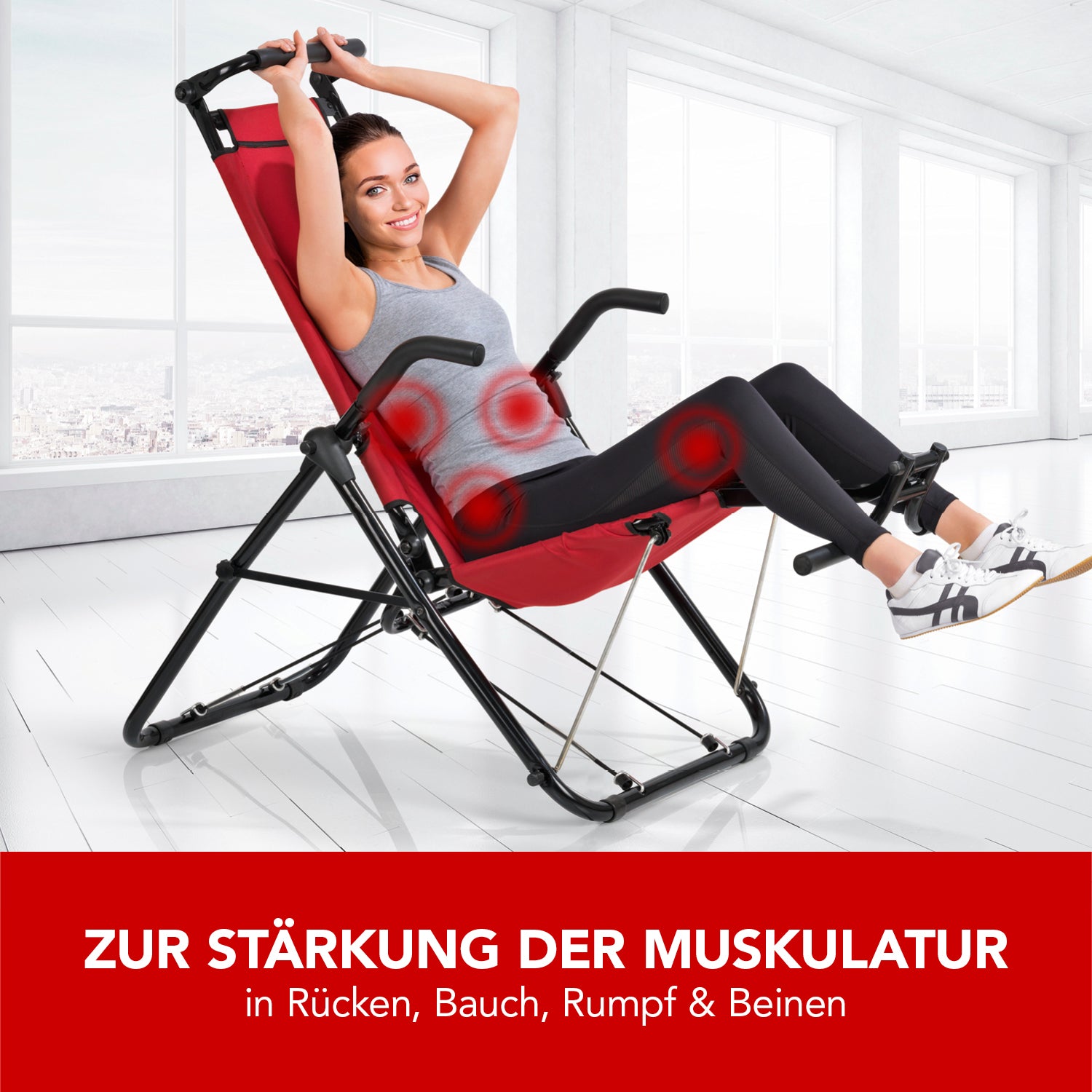 Inversionstrainer Deluxe - Heimtrainer zur Stärkung der Muskulatur in Rücken, Bauch, Rumpf und Beinen, verstellbar und platzsparend.