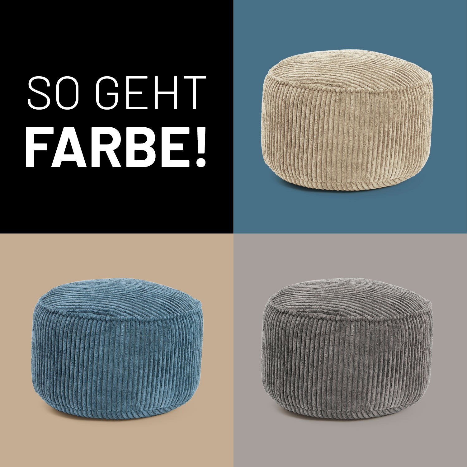 Sitzsack Pouf aus der Cord-Reihe - Grau