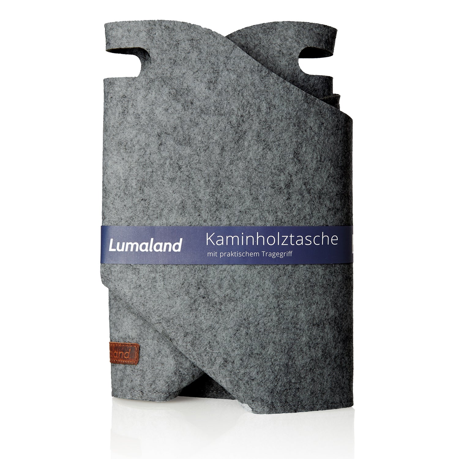 Kaminholztasche aus Filz mit Tragegriff 40 x 25 x 28 cm in Dunkelgrau für Kaminholz und mehr, kompakt und praktisch.