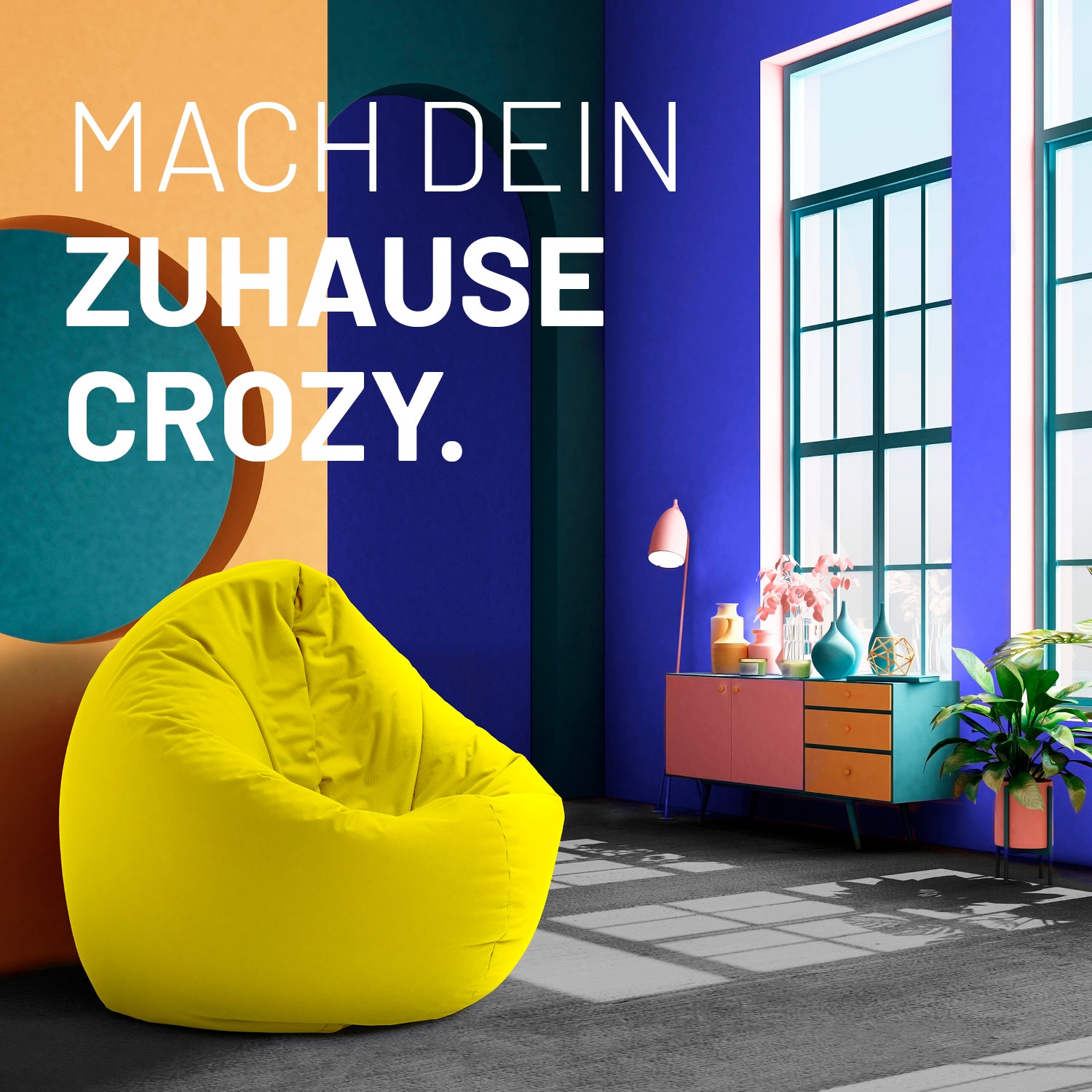 Sitzsack Drops (300 L) Gelb als bequemer, moderner Sitzsack für drinnen und draußen in hellem, pflegeleichtem Material.