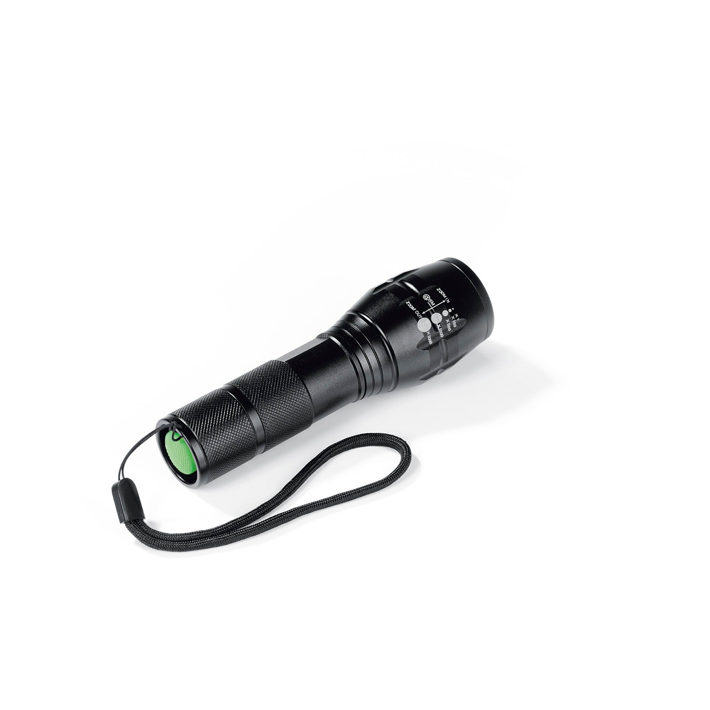 Security Funktions-Taschenlampe 4,5V in Schwarz, handlich, robust, 350-400 Lumen, Licht-Reichweite bis 150 Meter, schocklichtfunktion gegen Angreifer.