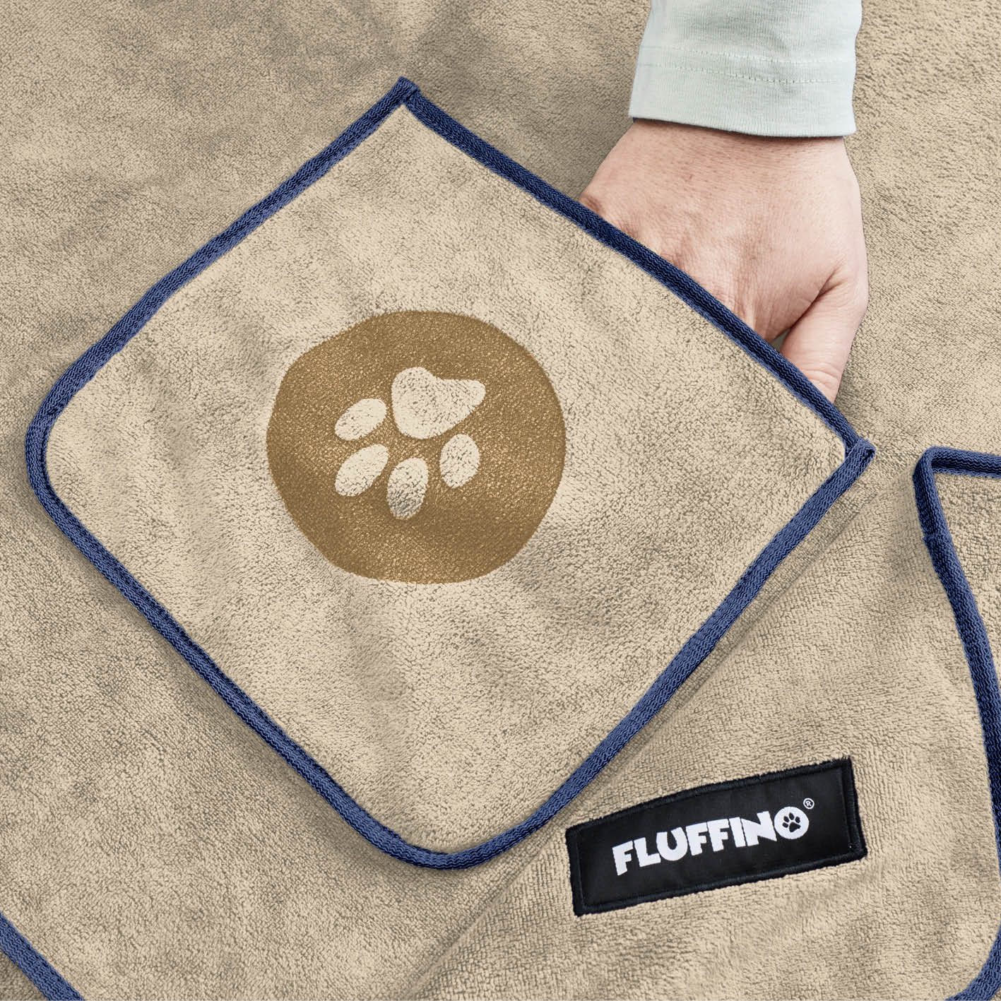 Hundehandtuch Mikrofaser – 4er-Pack - Beige & Blau