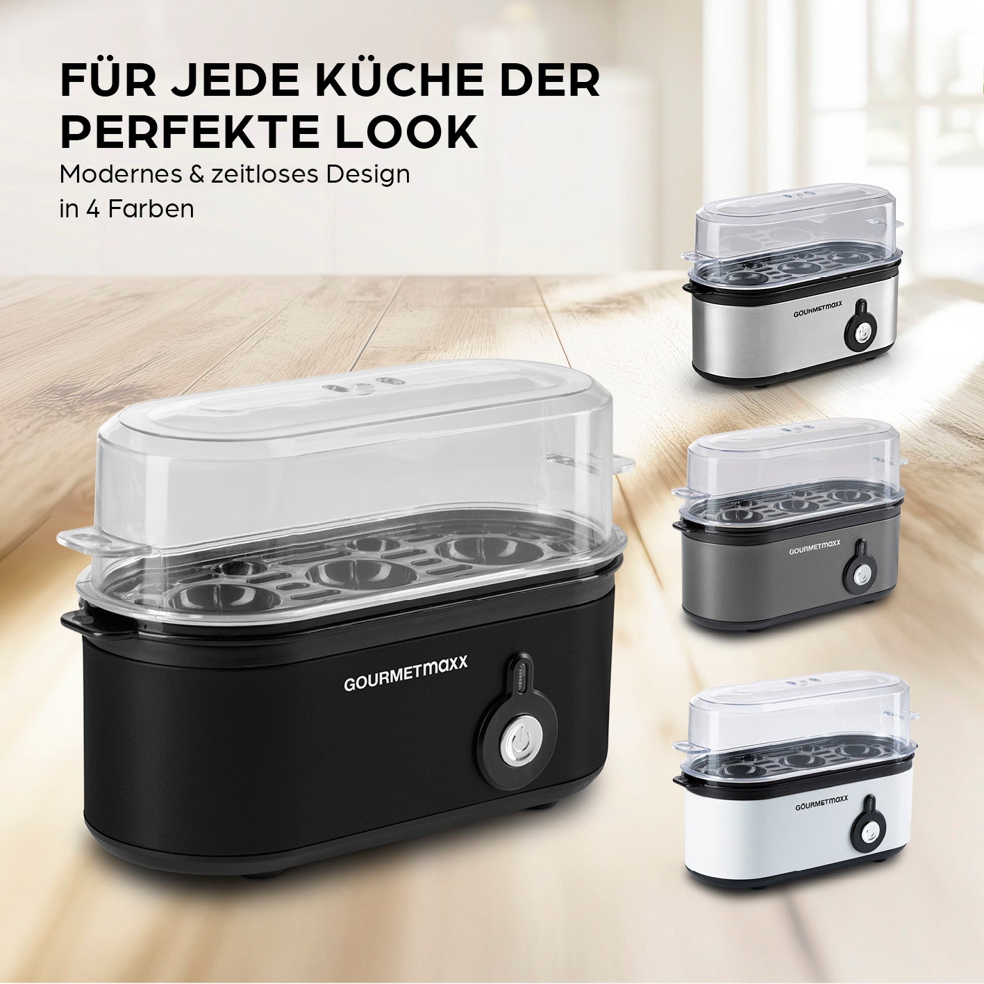 Design-Eierkocher 3 Eier - Schwarz