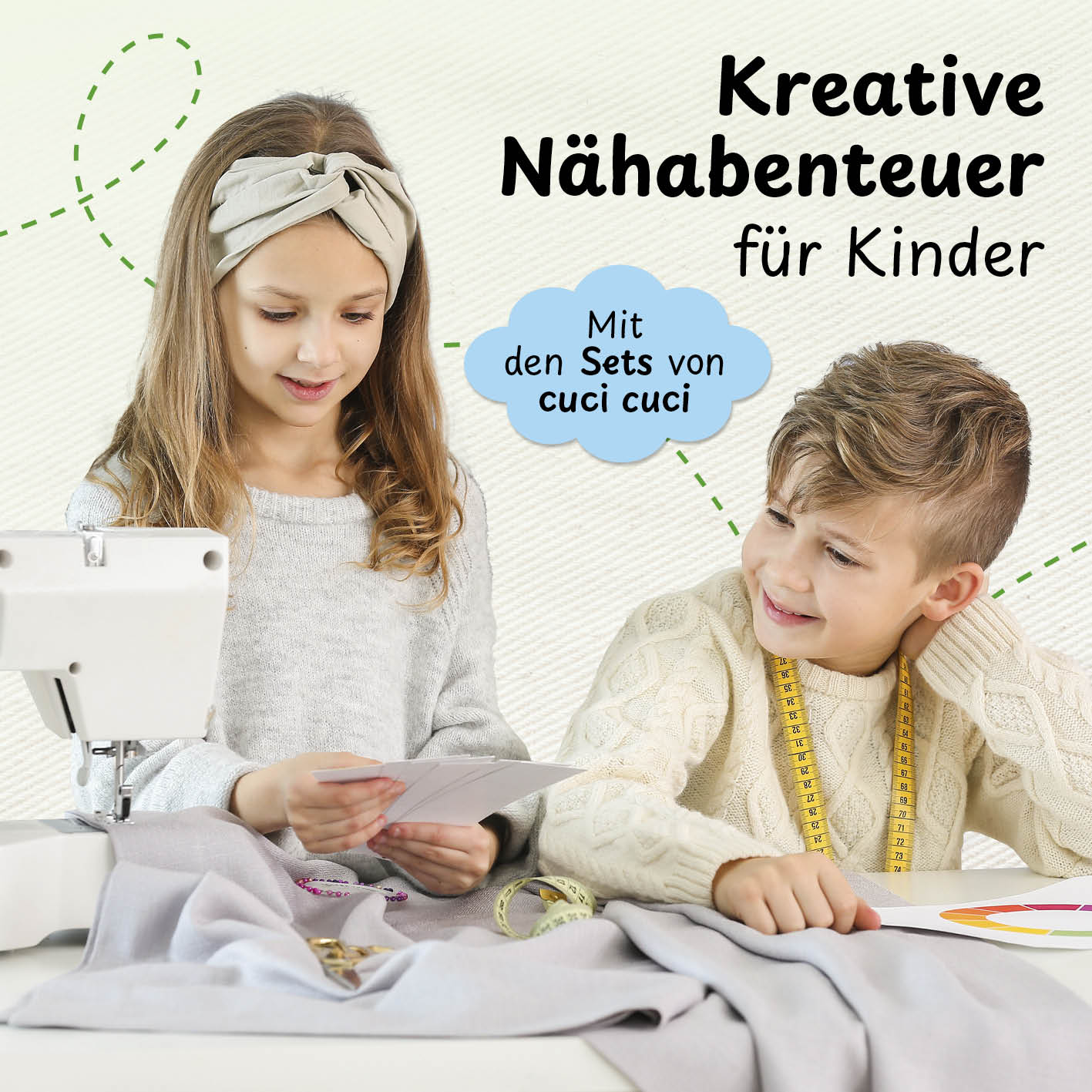 Näh-Baukastenset Motiv Alpaka Anton – Kinder entdecken spielerisch das Nähen mit der Nähmaschine von cuci cuci.