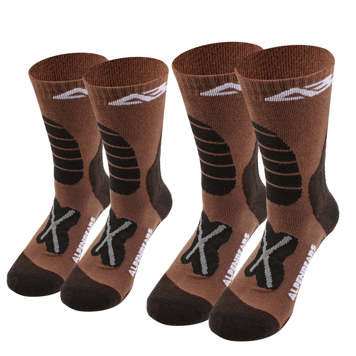 Wandersocken Merino Wolle - 2er-Set - Braun - Braun - Größe 43-48