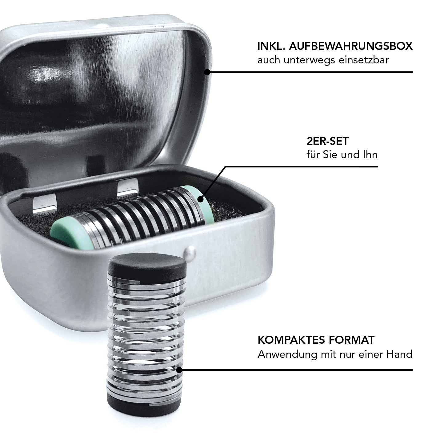 Mini Gesichtsepilierer inkl. Aufbewahrungsbox, 2er-Set, kompaktes Format für einfache Haarentfernung im Gesicht.