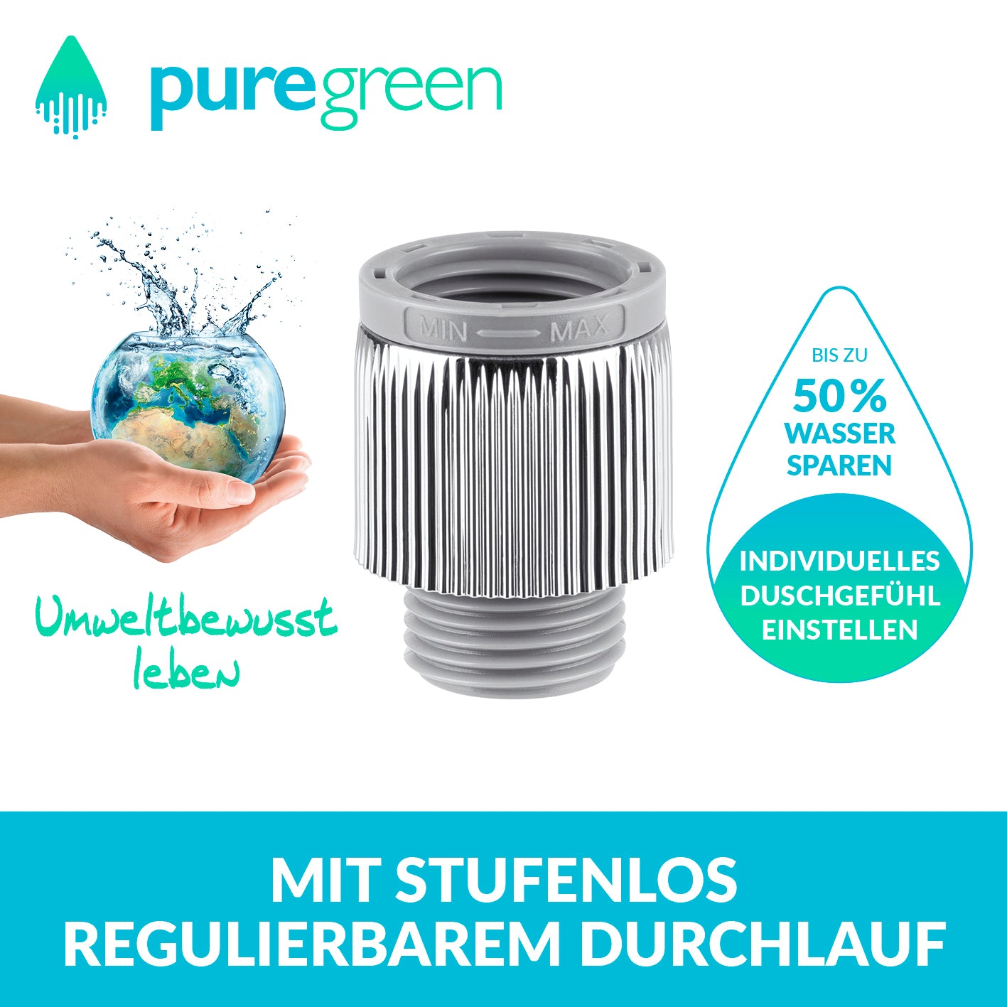 Einstellbarer Wassersparer für die Dusche - chromfarben - 2er-Set