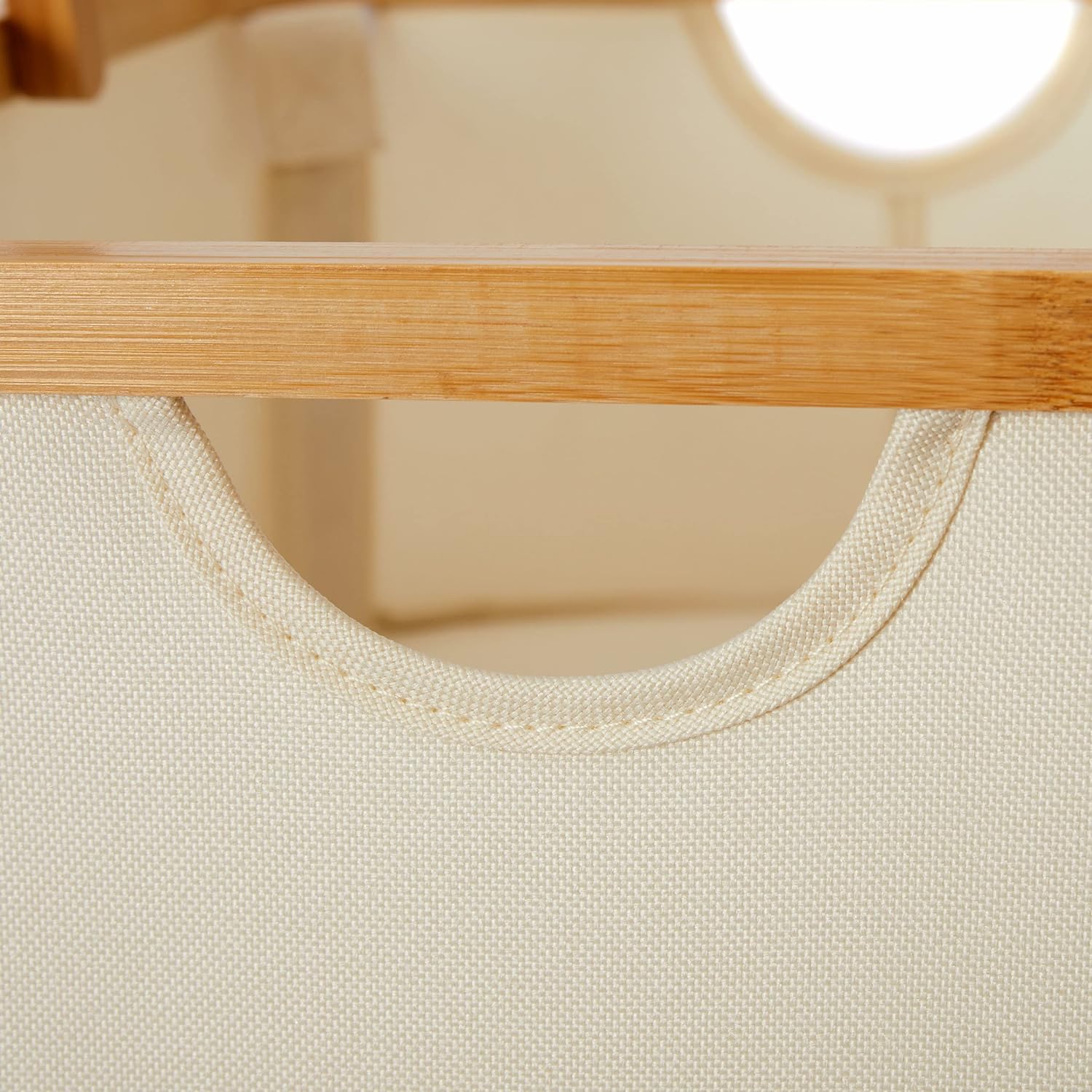 Bambus-Rahmen-Aufbewahrungskorb - 2er-Set beige, faltbar mit stabilem Rahmen und praktischem Henkel von Lumaland.