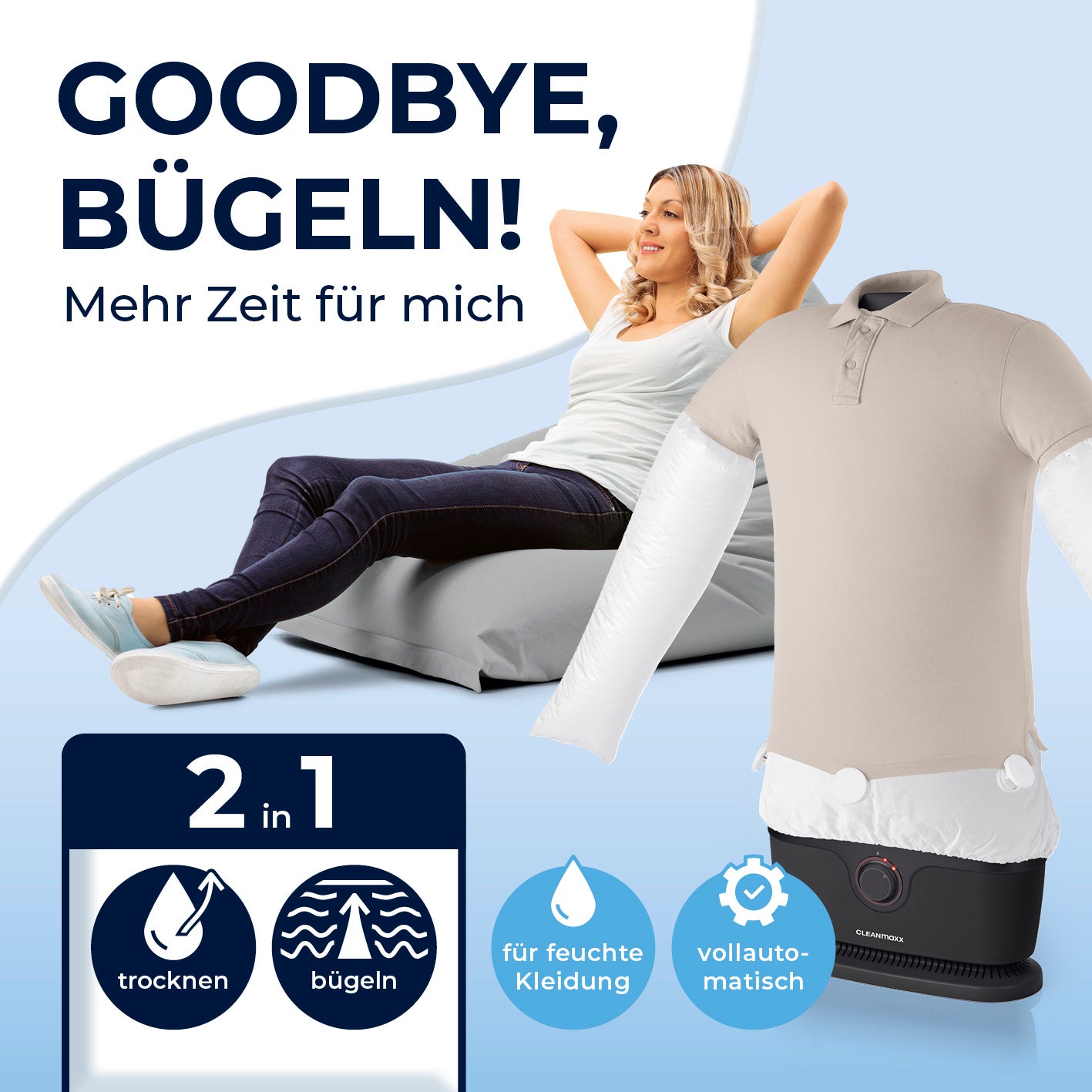 Hemdenbügler PRO mit Hosenaufsatz - Schwarz