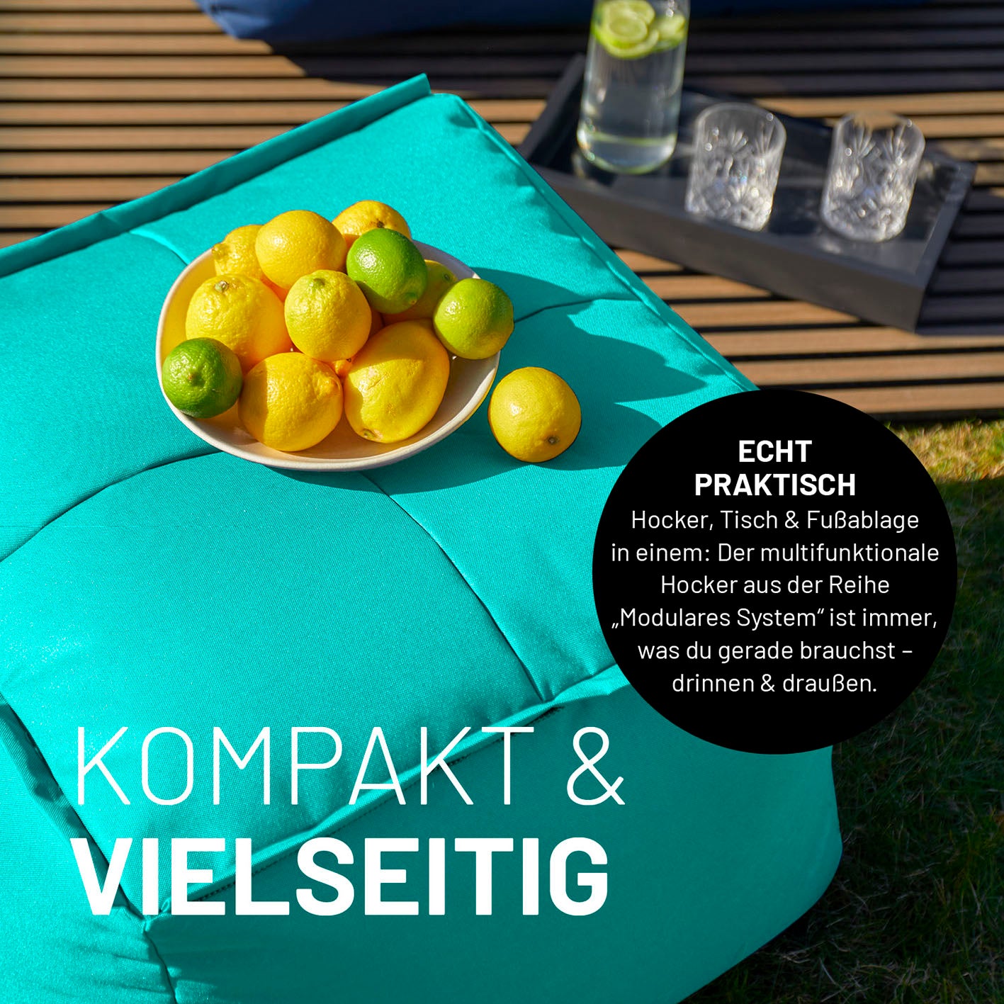 Sitzsack-Hocker (200 L) - Modulares System - indoor & outdoor - Türkis