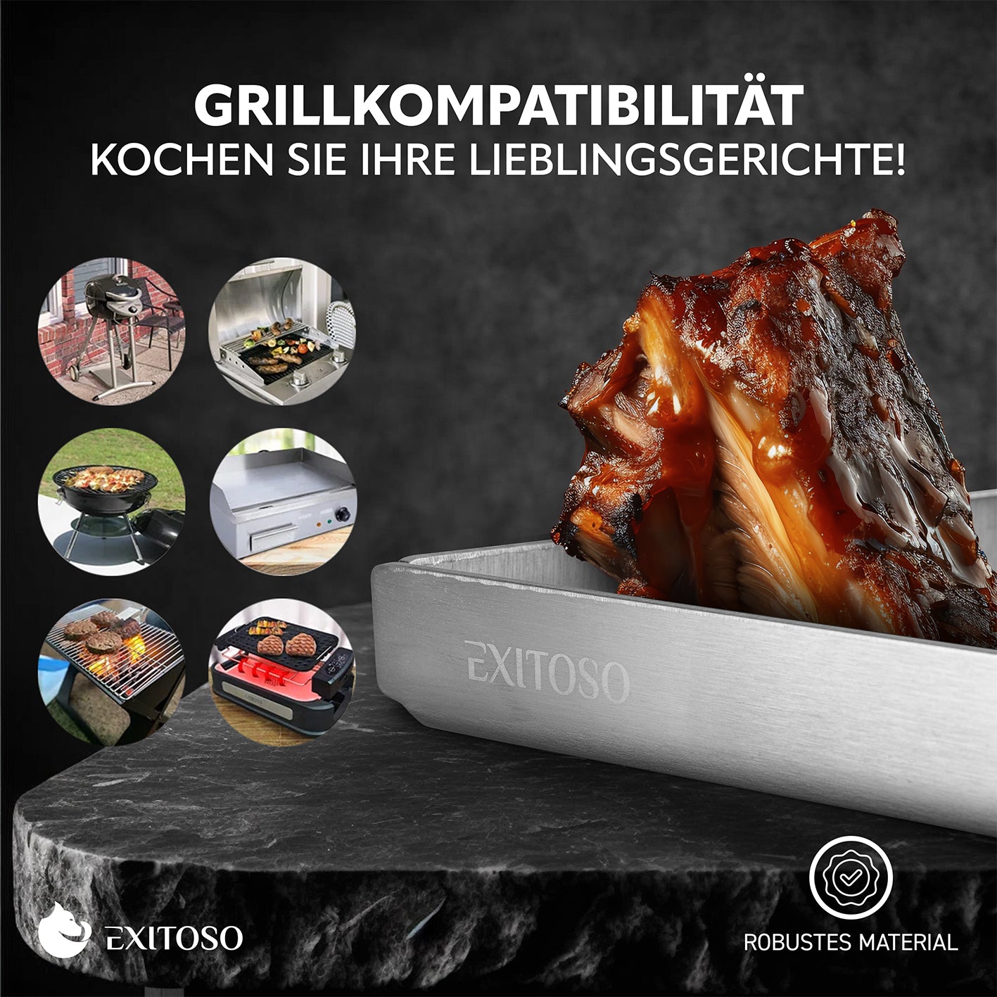 Grillplatte + Grillspachtel - Edelstahl - Universalgröße aus hochwertigem Edelstahl, rostfrei, kratzfest und kompatibel mit den meisten Gasgrills.