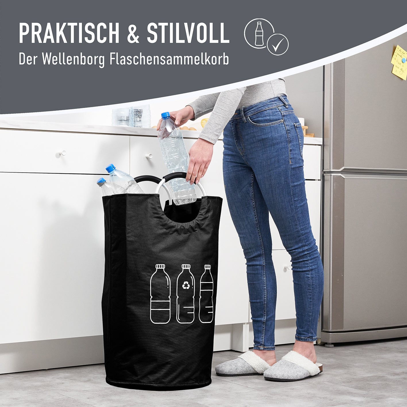 Faltbarer Pfandflaschen Sammelbehälter - Grau