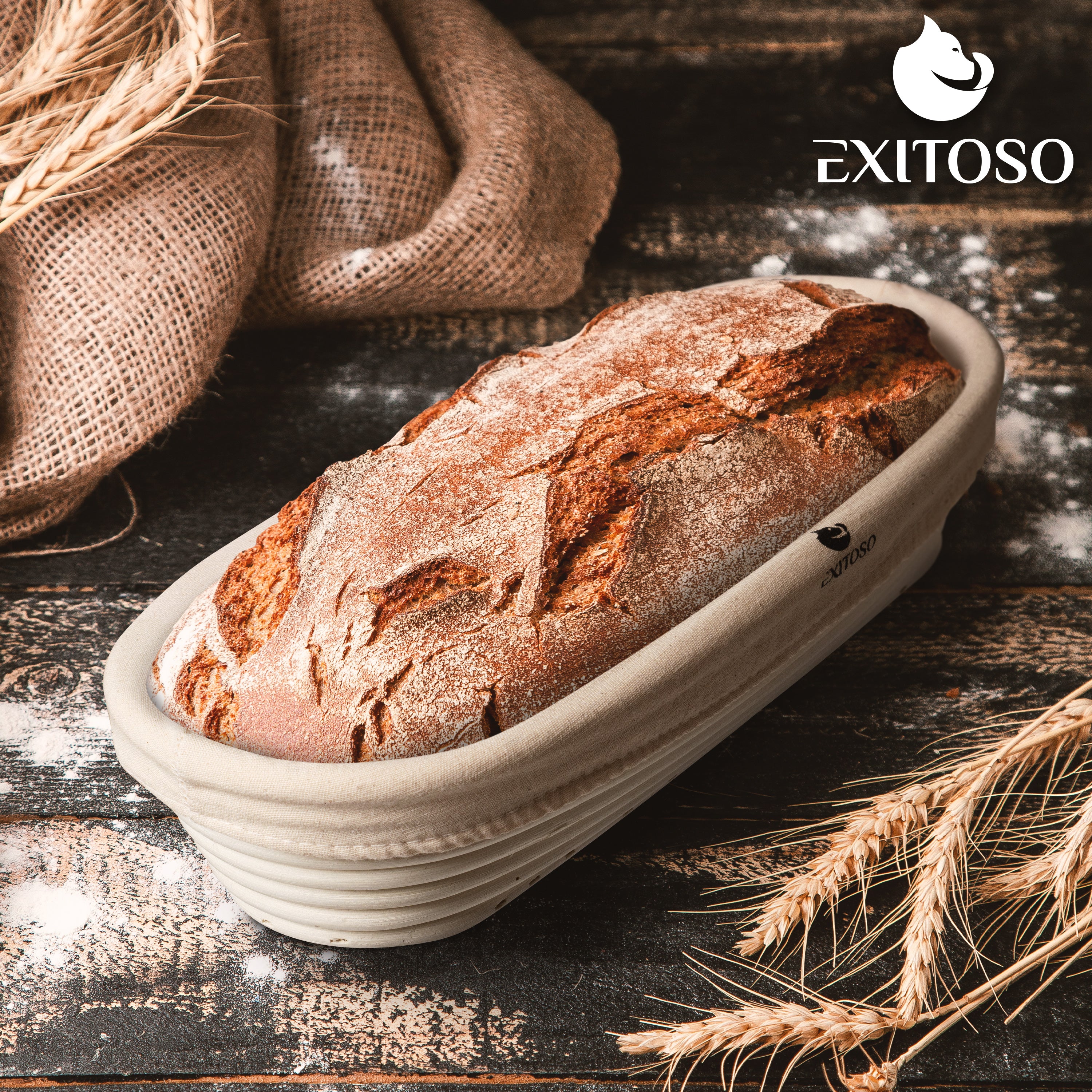 Gärkörbchen zum Brotbacken - Ø 35 cm aus Rattanfaser mit Leineneinsatz, ideal für frisches, selbstgebackenes Brot.