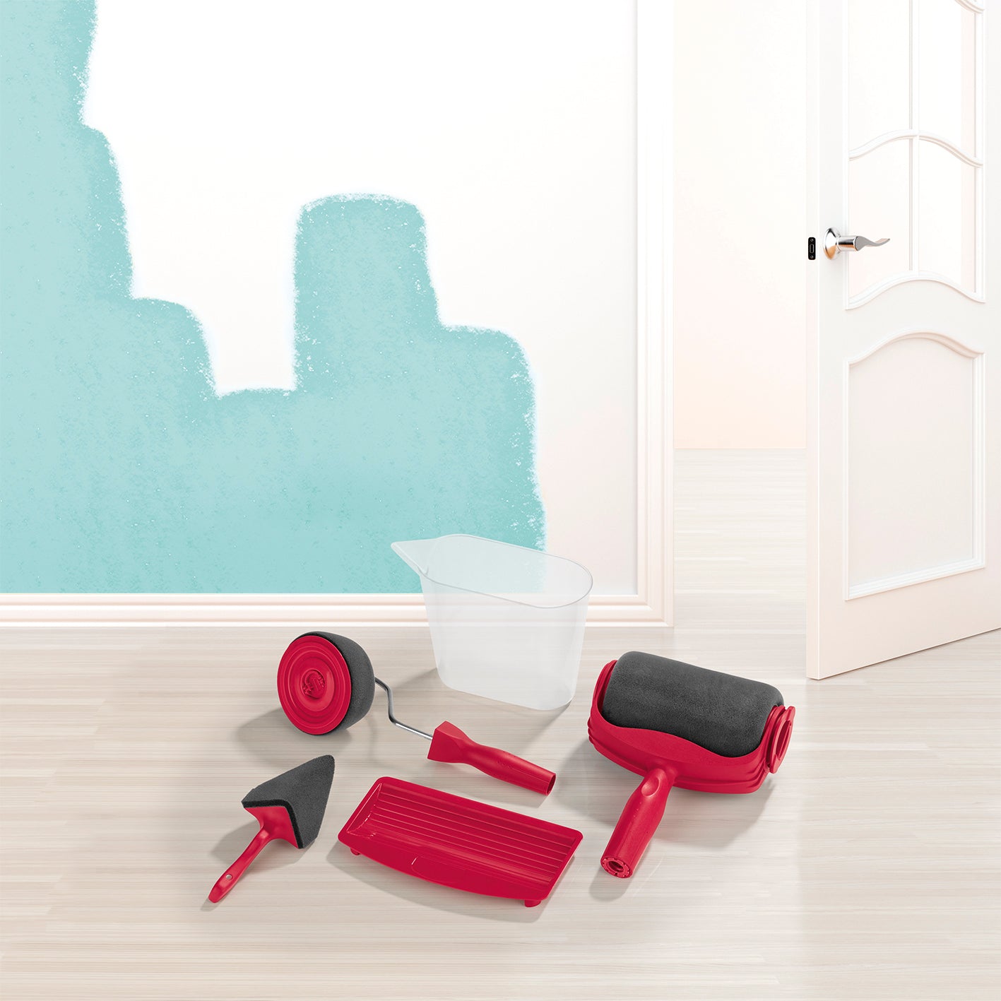 Streichset Paint Maxx Pro 5-tlg. mit Mikrofaserpads für gleichmäßiges Farbauftrag ohne Abkleben auf verschiedenen Oberflächen.