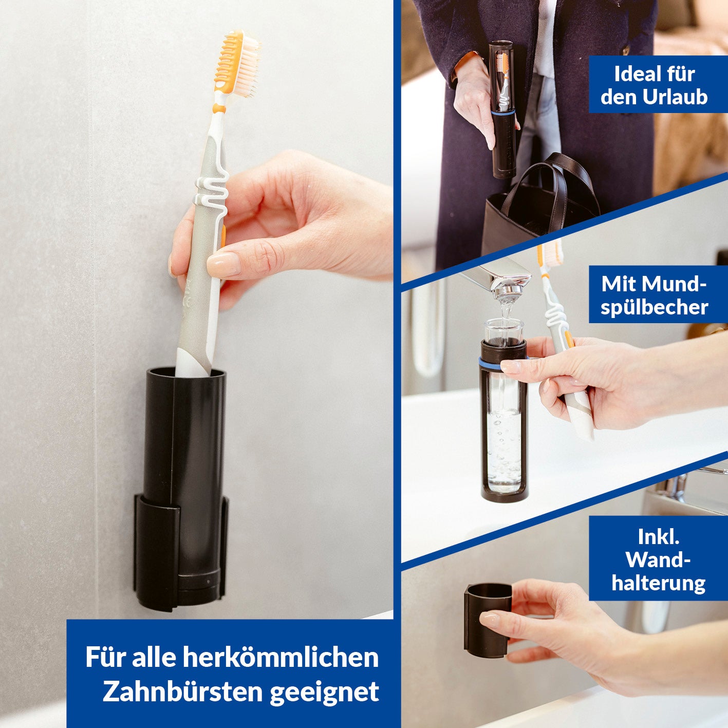 Zahnbürstenbox - schwarz - 2er-Set