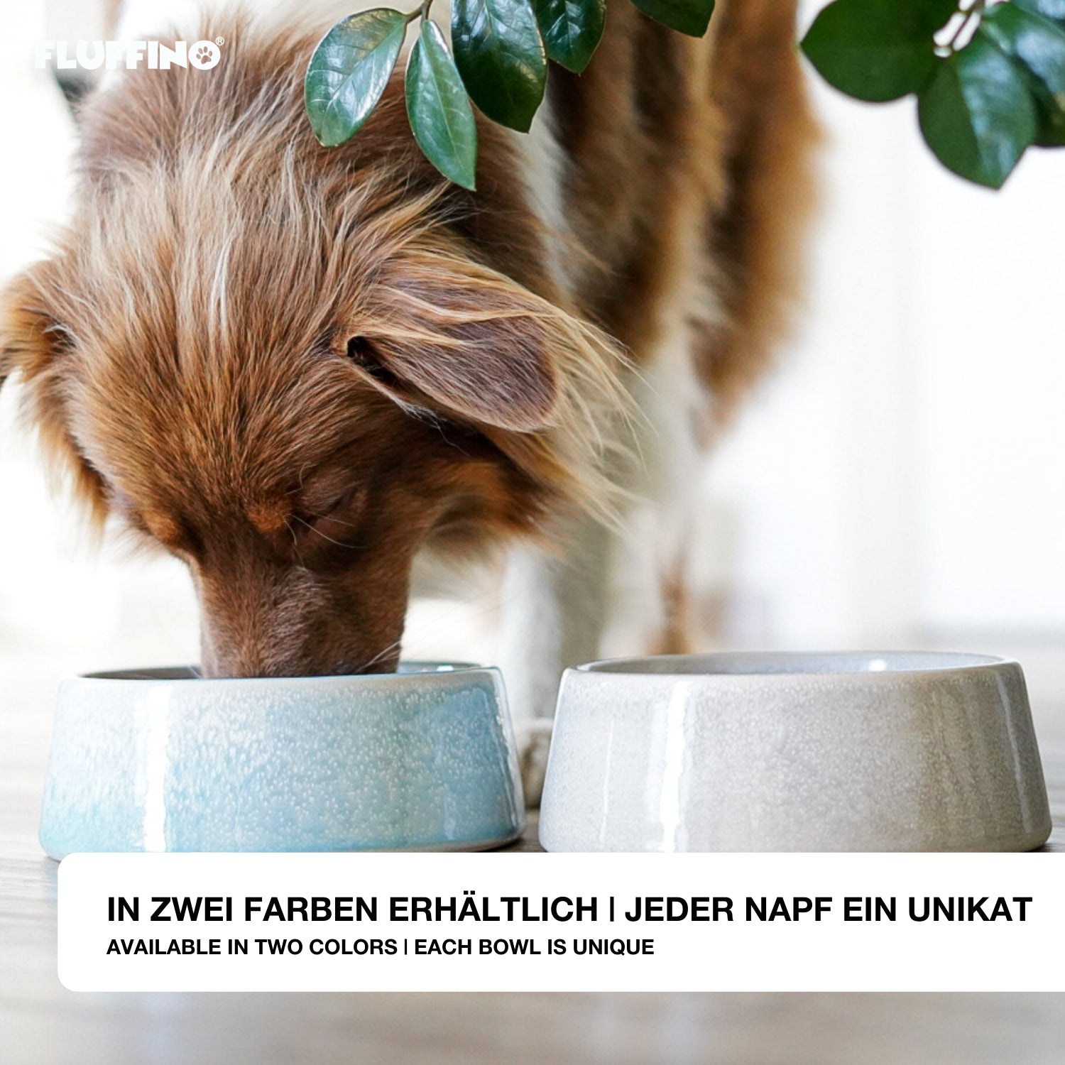 Hundenapf / Futternapf Keramik - 800 ml blau, handgearbeitete Farbglasur, lebensmittelecht, spülmaschinenfest, für kleine und mittelgroße Hunde.