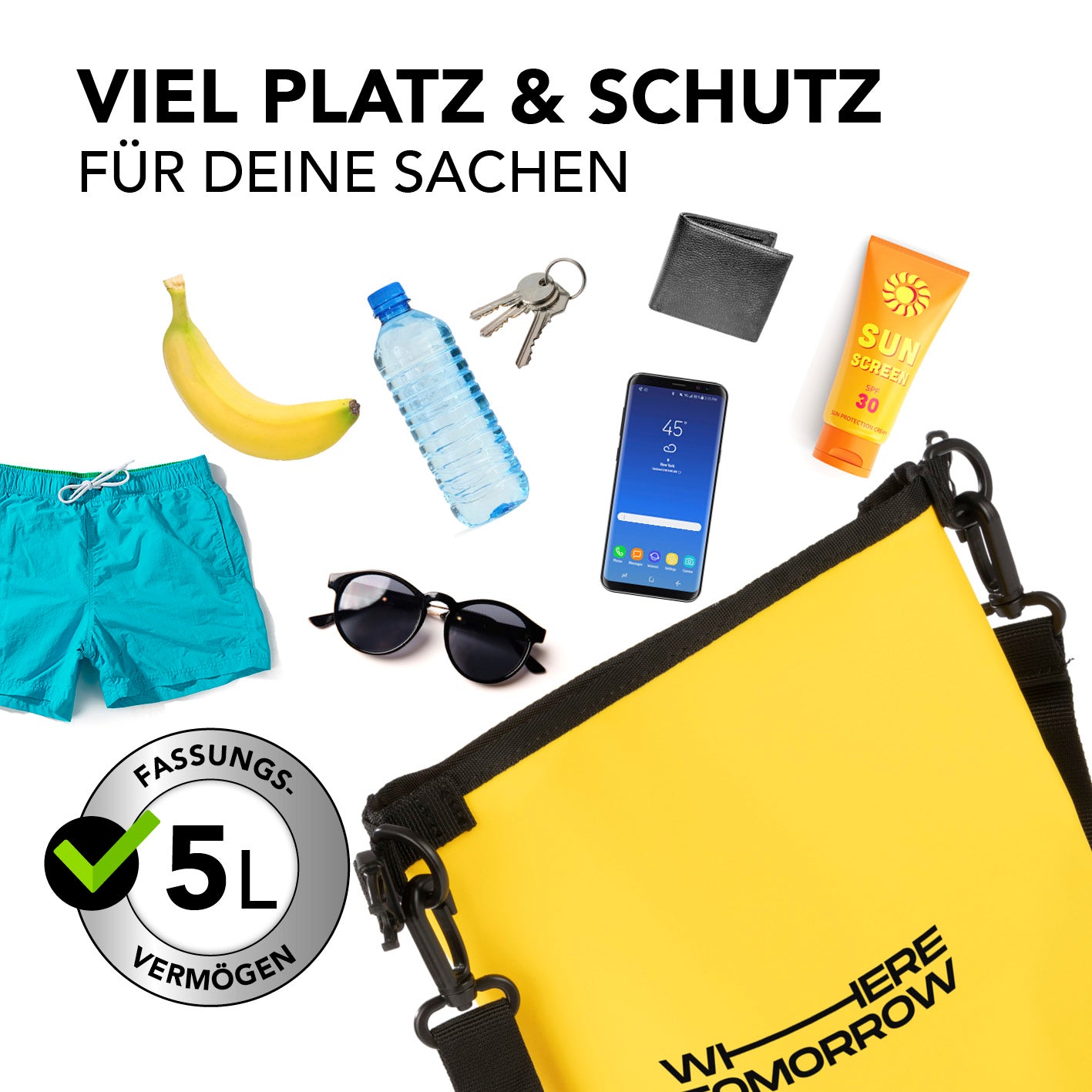 Dry Bag 5L - Style 01 - Gelb