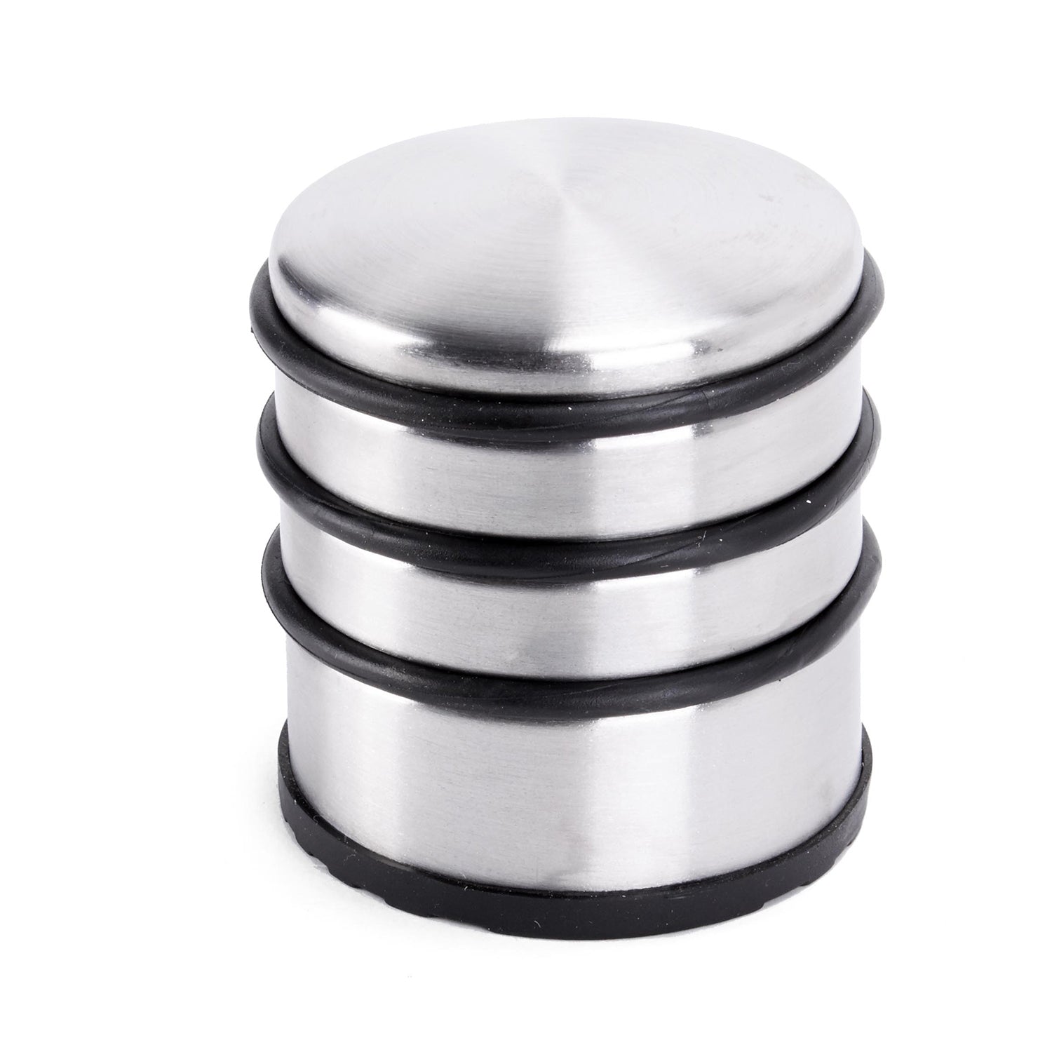 Edelstahl Türstopper Chrom-Design hoch 4 Stück mit drei Gummiringen und rutschfester Gummifläche für jeden Boden.