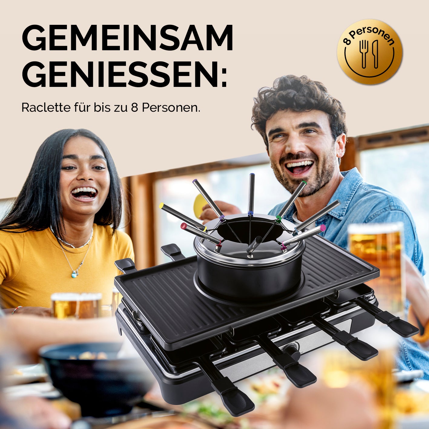 Raclette- und Fondue-Set - 8 Personen