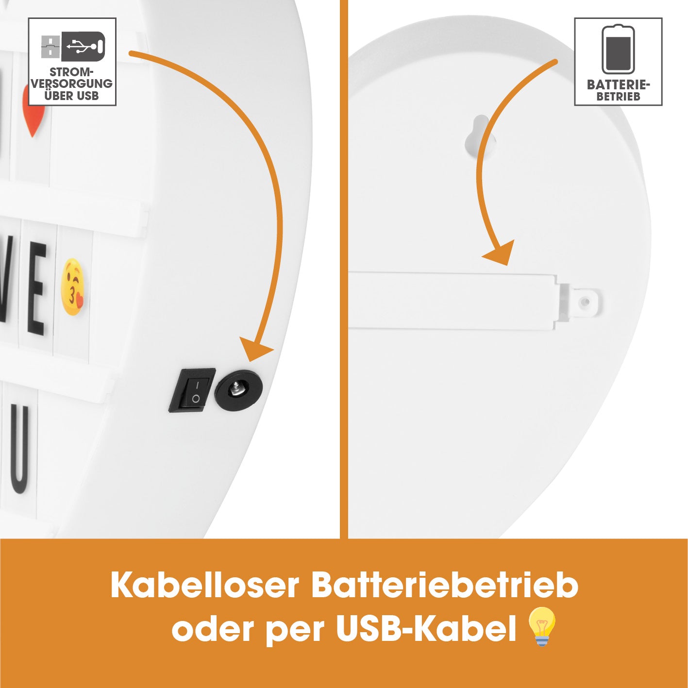 LED-Leuchtkasten Herz - 173 Buchstaben & 150 Moodjis