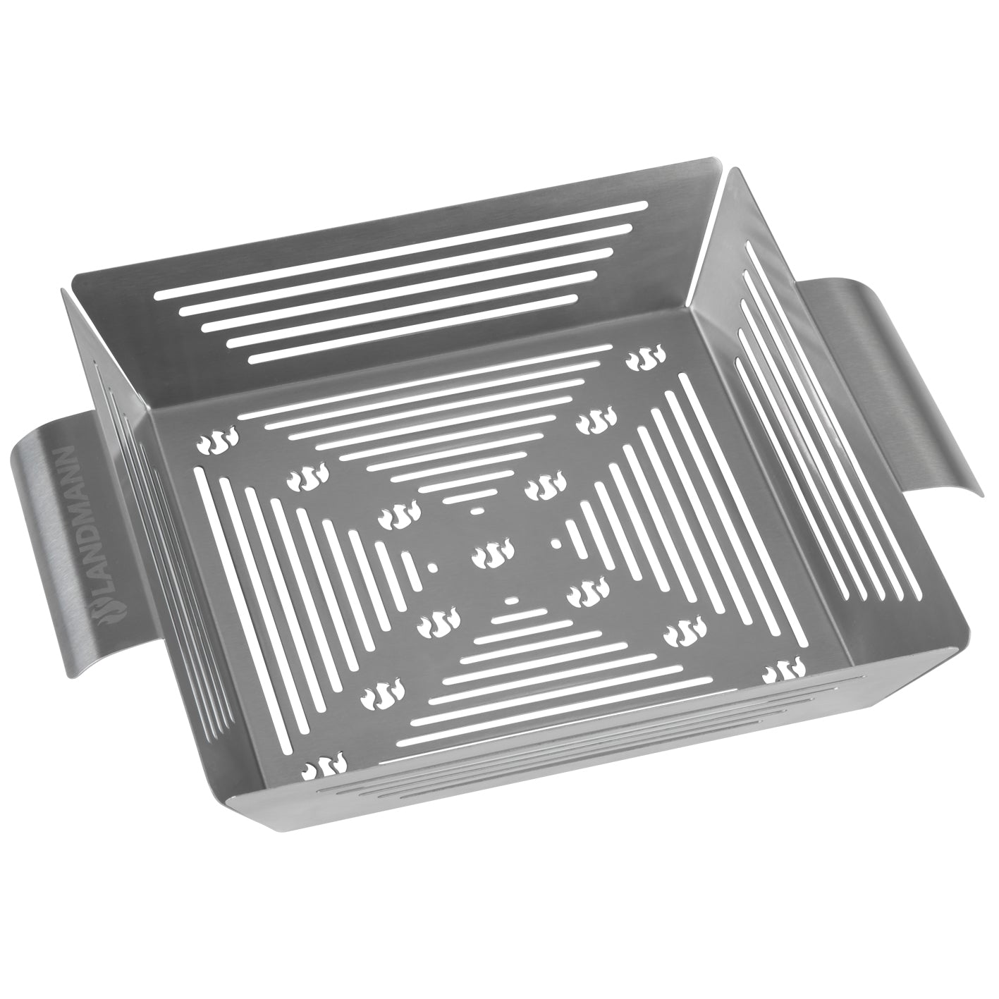 Selection Gemüsekorb aus Edelstahl mit perforiertem Boden und Seiten für intensives Grillen von Gemüse und kleineren Speisen.