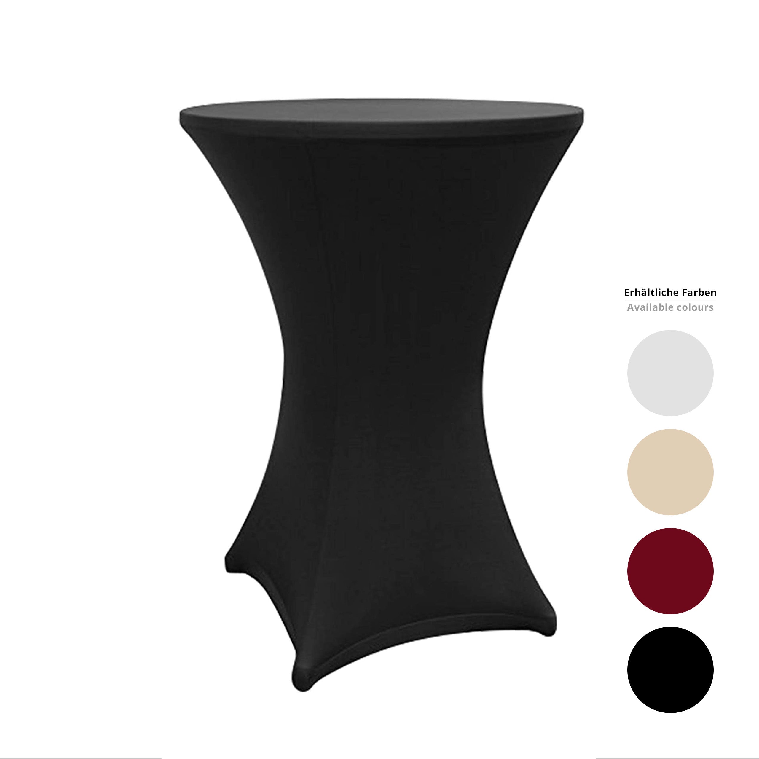 Schwarze Stehtischhusse Stehtischhusse - Tisch Bezug - Husse - Ø 80-85 cm - Schwarz - 5er-Set elegant, pflegeleicht, passgenau.