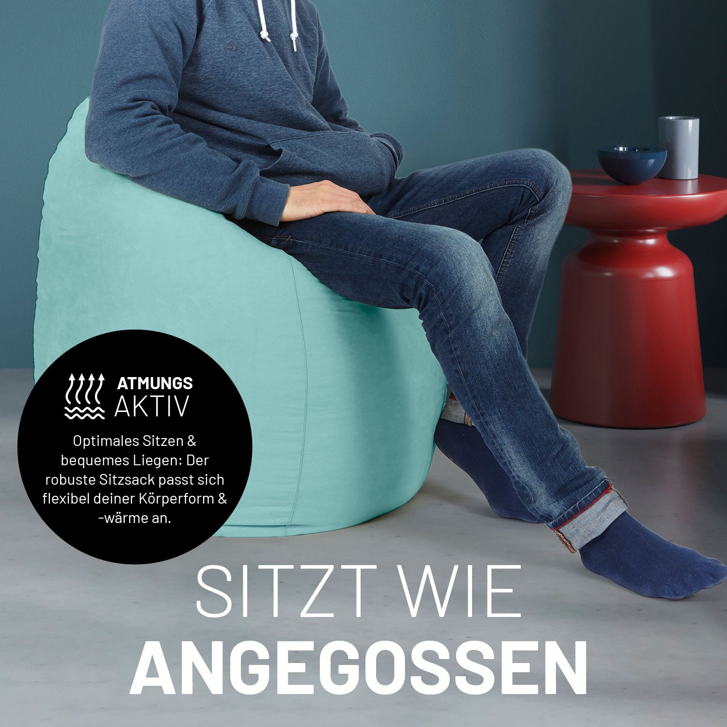 Luxury XL PLUS Sitzsack (220 L) - indoor - Türkis