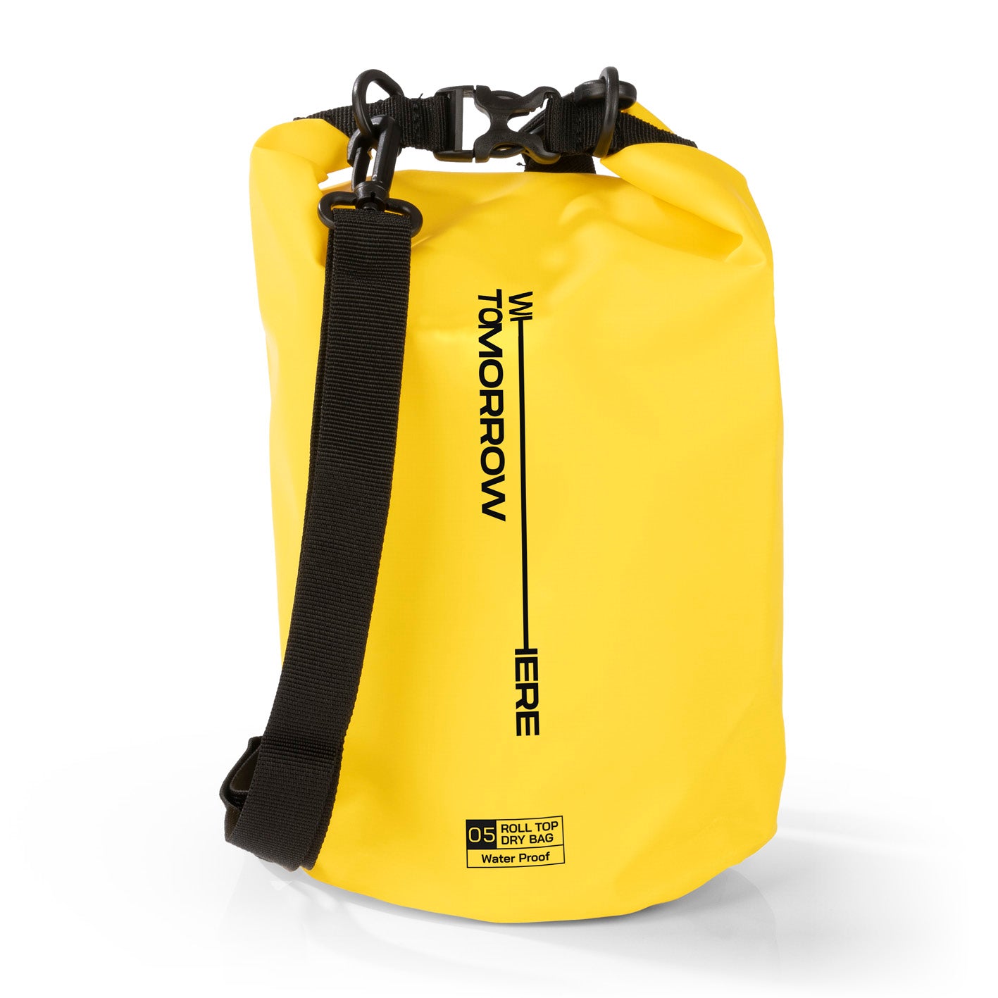 Dry Bag 5L - Style 02 - Gelb wasserfester Rucksack mit Rolltop-Verschluss und verstellbarem Schultergurt für Outdoor-Abenteuer.