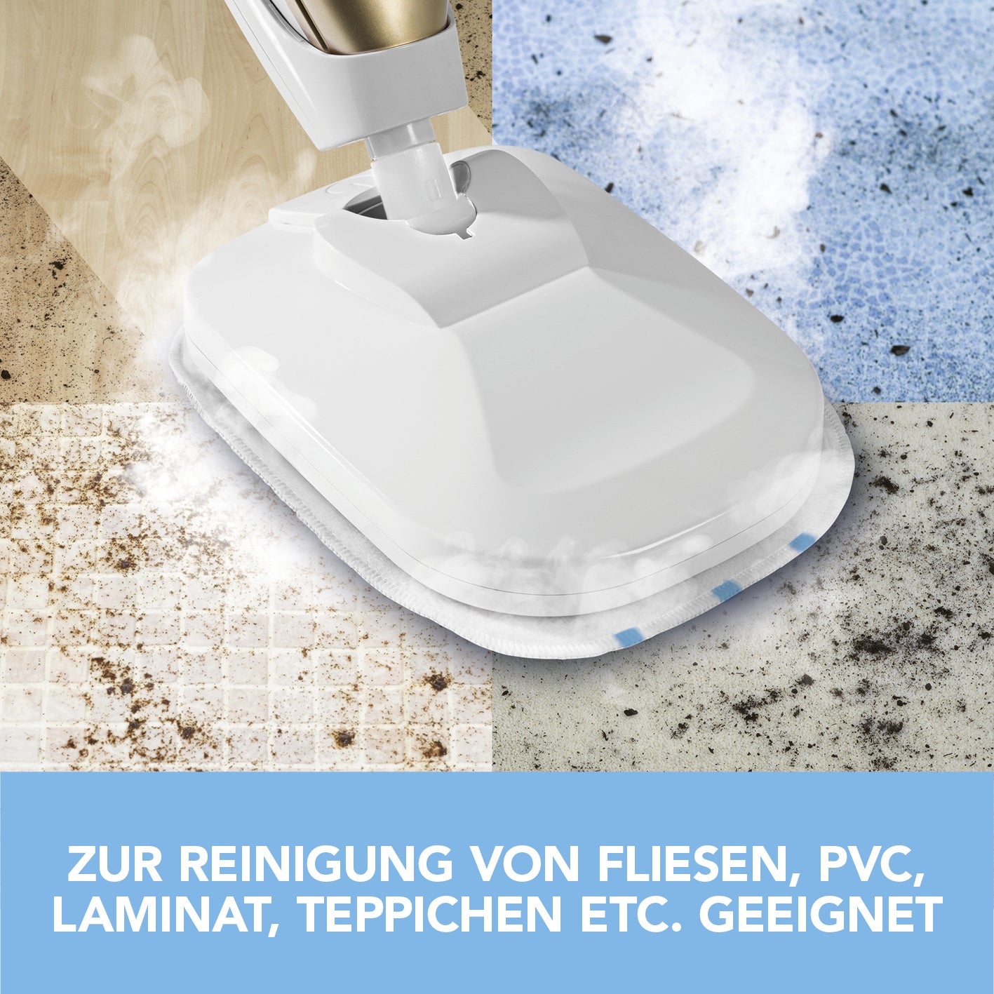 Bodentuch für Dampfbesen Vibration - 2er-Set, weiß, passend für MAXXMEE Vibrations-Dampfbesen, wiederverwendbar und maschinenwaschbar bis 40 °C.