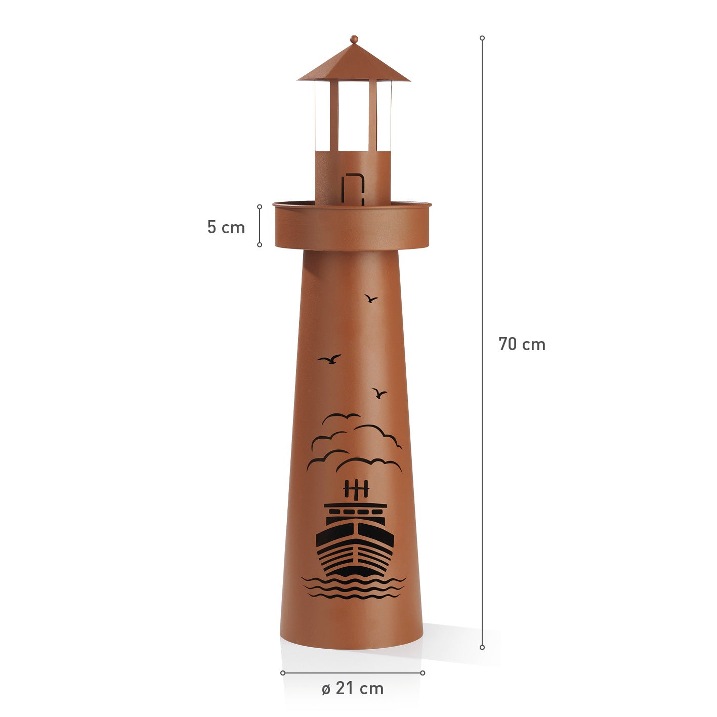 LED-Dekosäule Leuchtturm - 70 cm - braun