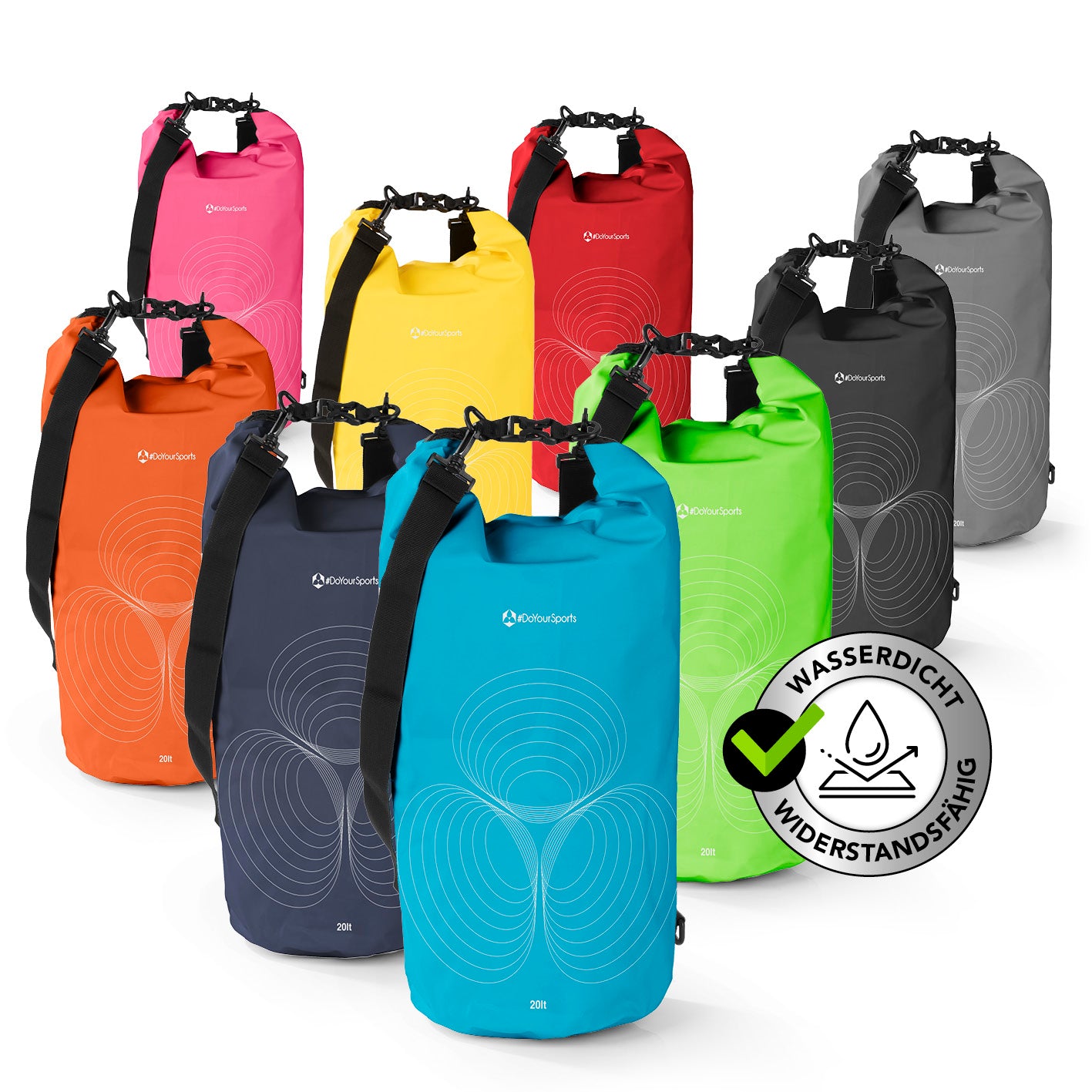 Dry Bag 20L - Himmelblau wasserdichter, robuster Rucksack mit UV-Schutz und verstellbarem Schultergurt für Outdoor-Abenteuer.