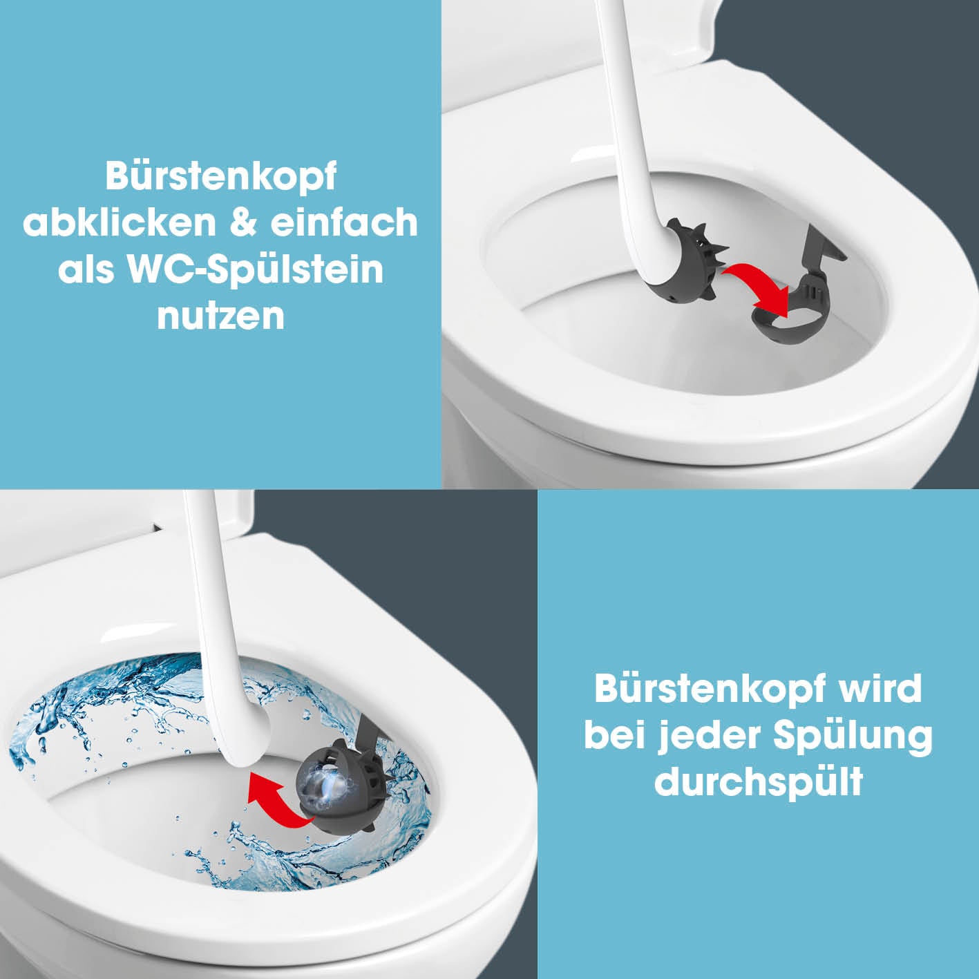 WC-Bürste - 2 in 1-Klick-System - weiß/schwarz