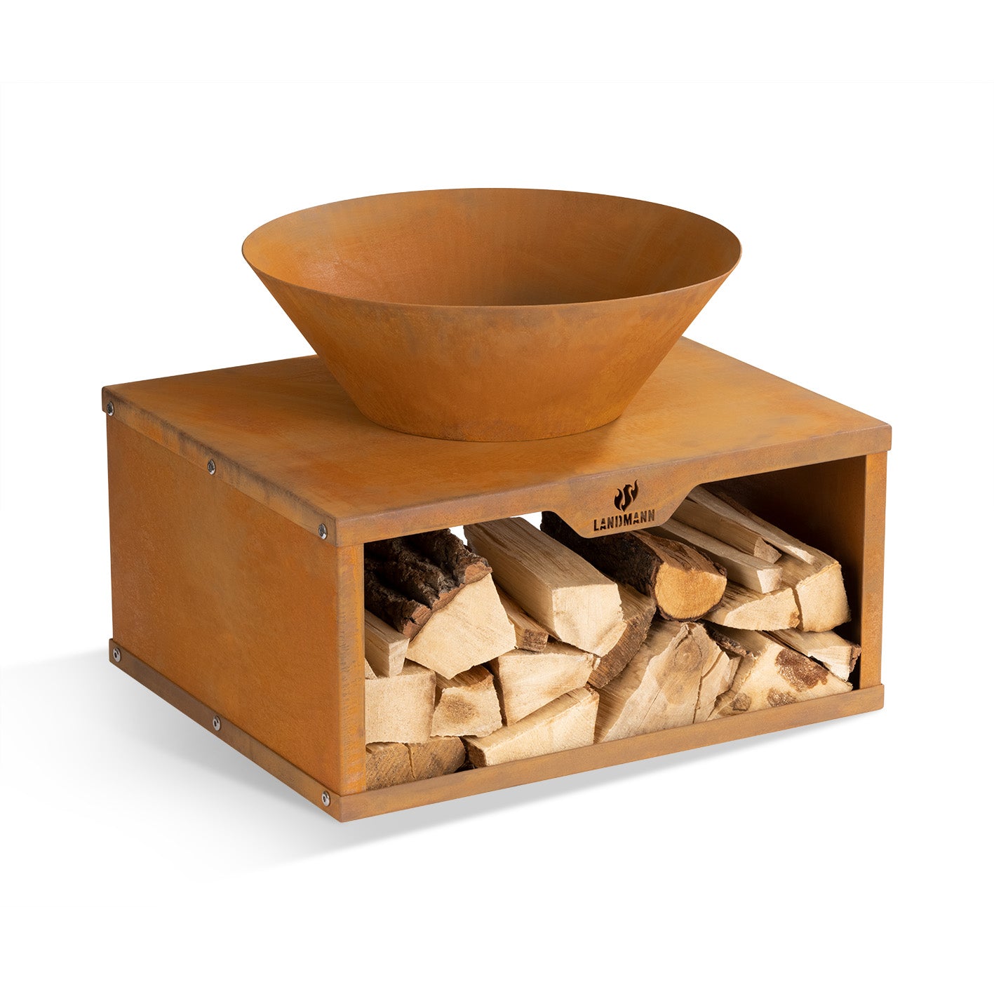 Feuerschale mit Holzlager - 60 x 50 x 54 cm