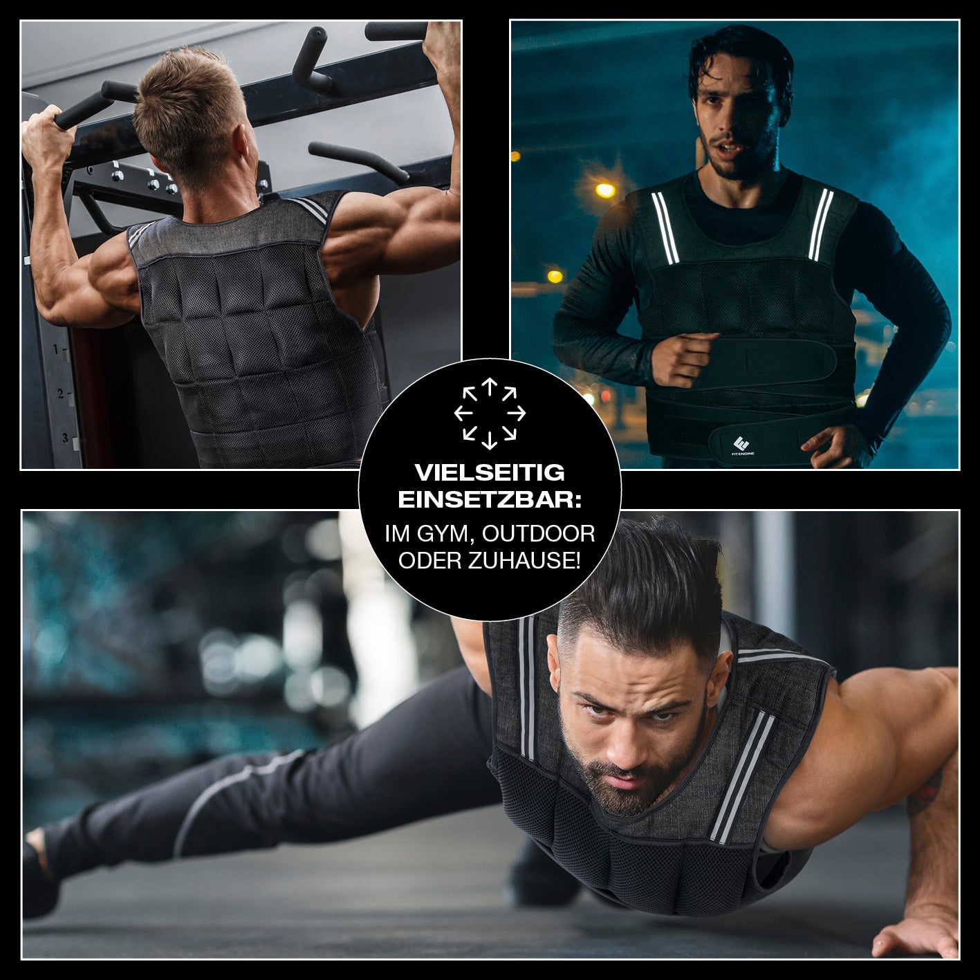 Gewichtsweste - 20 kg, verstellbar mit 36 Gewichten, schweißabweisend, ideal für Training zu Hause, im Gym oder Outdoor.