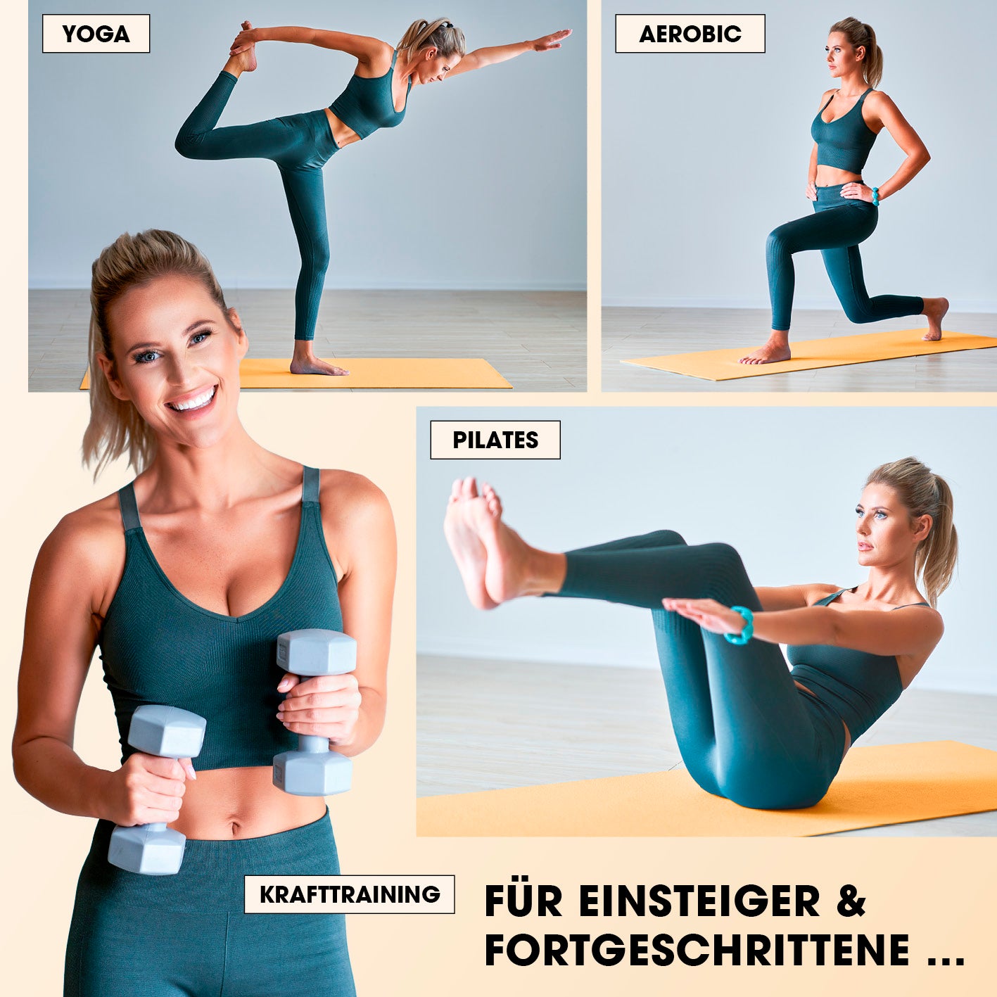 Fitness- und Gymnastikmatte - 183 x 61 x 1,5 cm - Orange für vielseitiges Training wie Yoga, Pilates, Aerobic & Krafttraining.