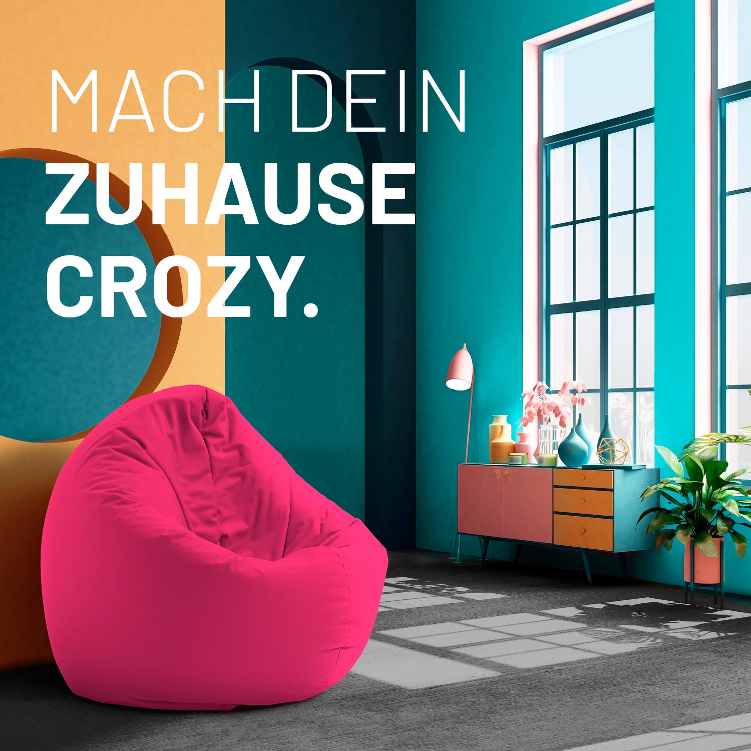 Sitzsack Drops (300 L) - pinker, moderner Sitzsack für drinnen und draußen, leicht, langlebig mit verstecktem Reißverschluss.