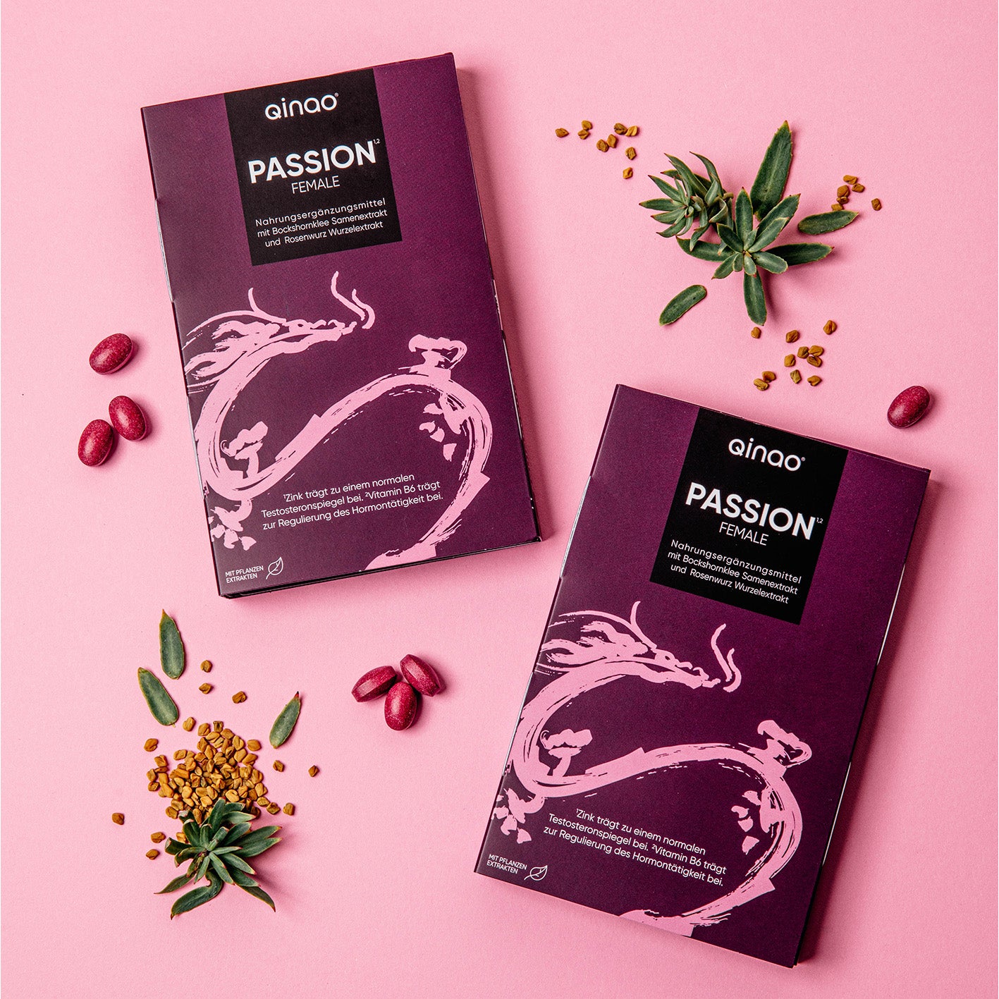 Nahrungsergänzungsmittel FEMALE - 90 Kapseln mit Vitamin B6, Zink, Rosenwurz, Bockshornklee, Chilischote, vegan, zuckerfrei, laktosefrei, glutenfrei.