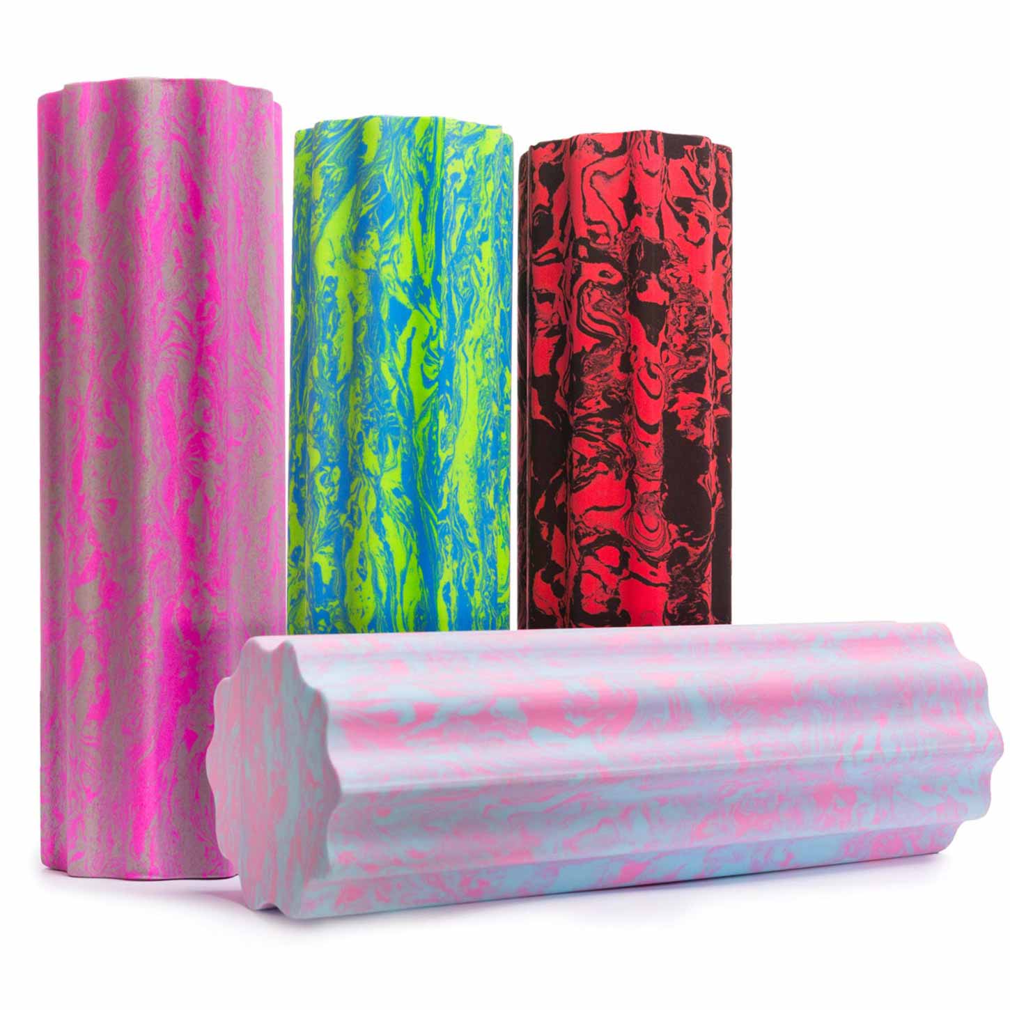 Faszienrolle "Anila" eckig 45x15 cm Pink/Grau, EVA Schaumstoff mit Wellenstruktur für effektives Faszientraining und Massage.