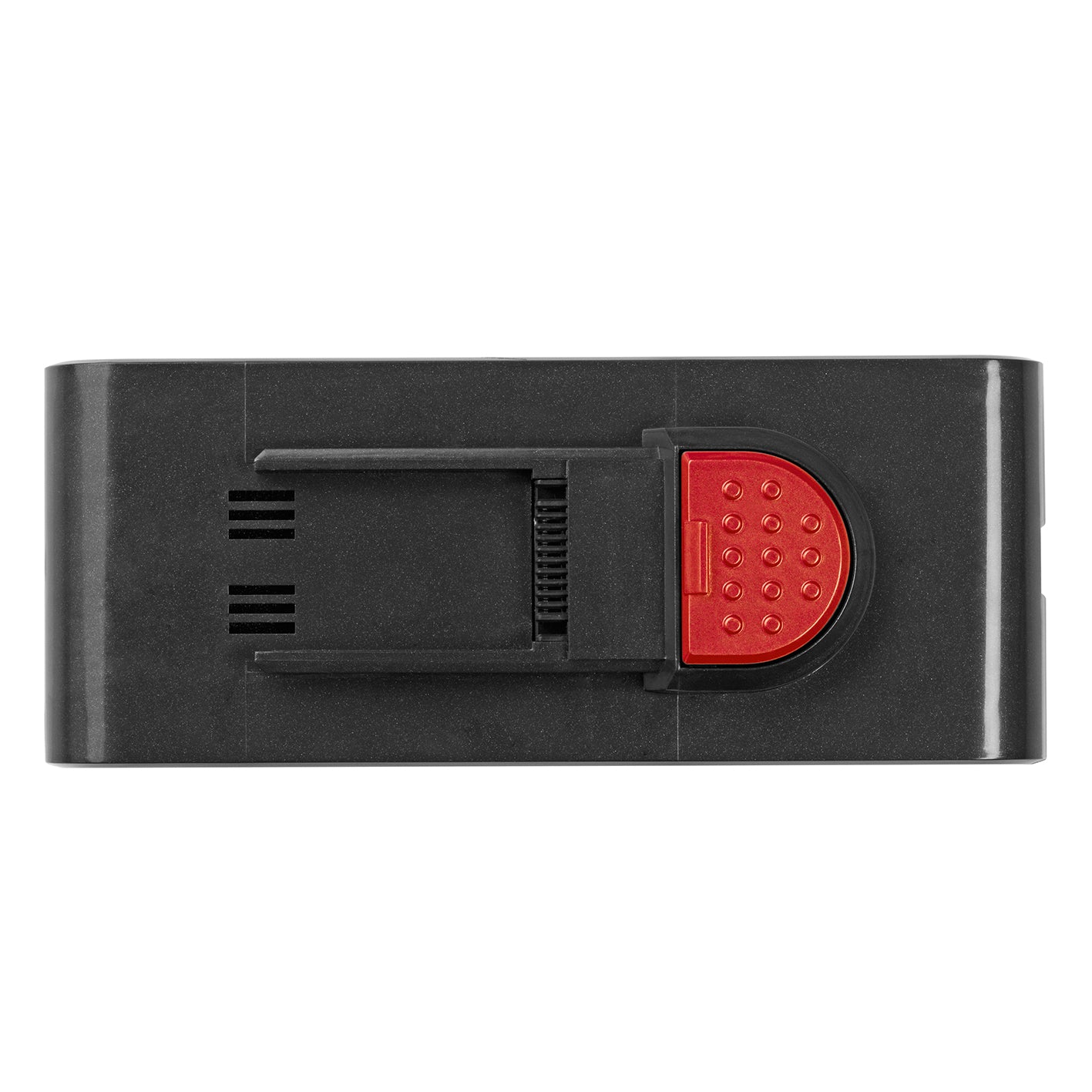 Ersatz-Akku für Akku-Zyklon-Staubsauger PLUS von MAXXMEE, schwarze Akku-Einheit mit rotem Entriegelungsknopf, Ersatzteil.