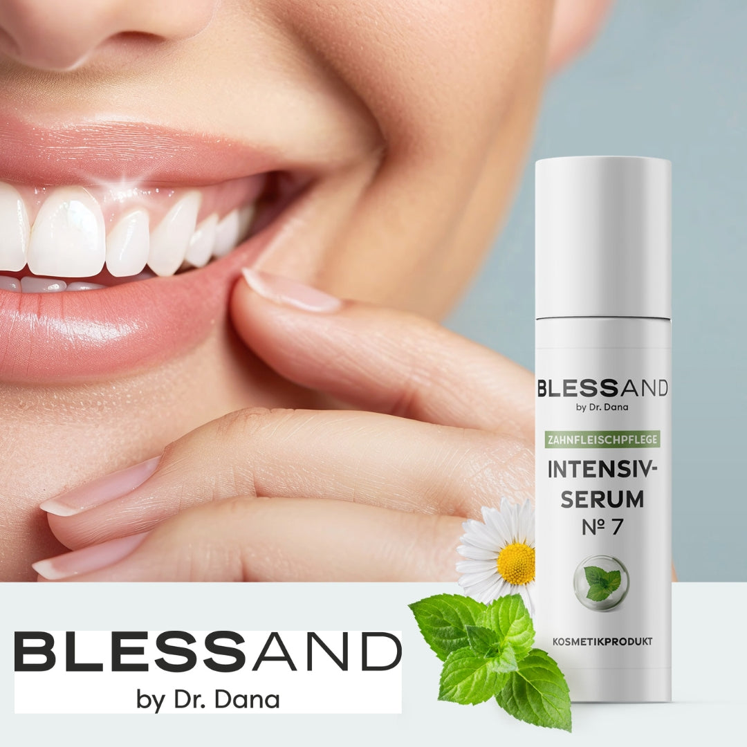 Mundpflege Nr. 7 - 4er-Set mit BLESSAND Intensiv-Serum zur Pflege und Schutz bei Zahnfleischproblemen und frischem Geschmack.