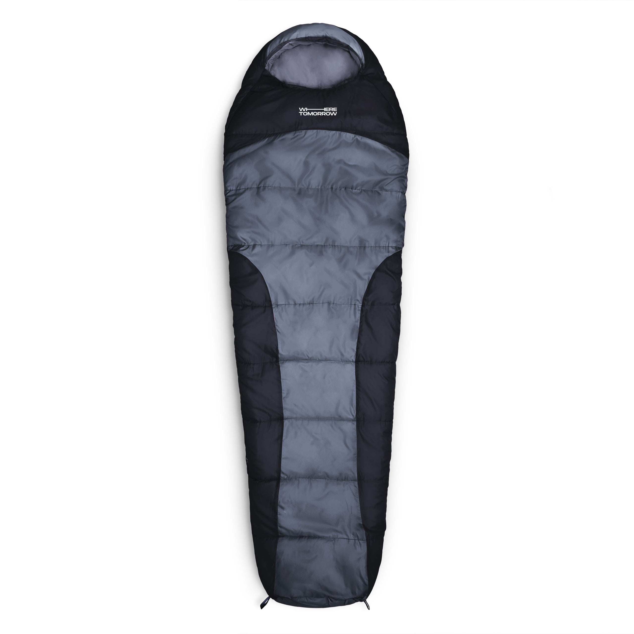 Camping Schlafsack Classic - Mumienschlafsack mit Tasche - 230 x 80 x 55 cm - Grau-Schwarz